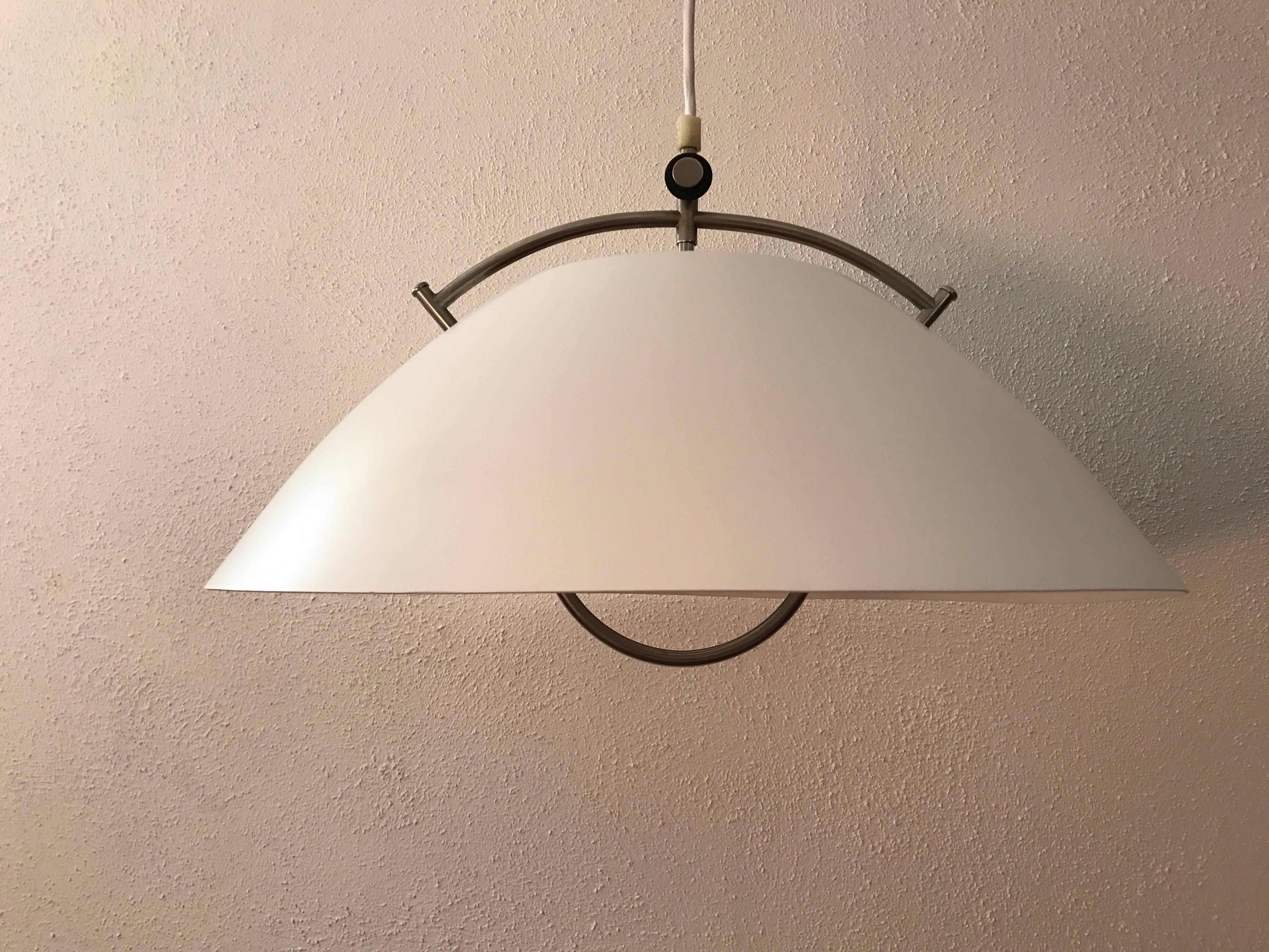 Late 20th century Louis Poulsen The Pendant by Hans J. Wegner.
A very nice pendant lamp most likely made in the 1970s or 1980s, its in a fantastic condition, without any damages or marks. The diameter is 51cm and the height is 32cm plus cable and