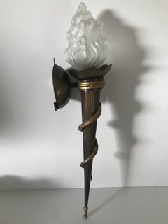 Two Pair of Rare Large Swedish Art Deco Torch Wall Sconces Totally Four Pieces