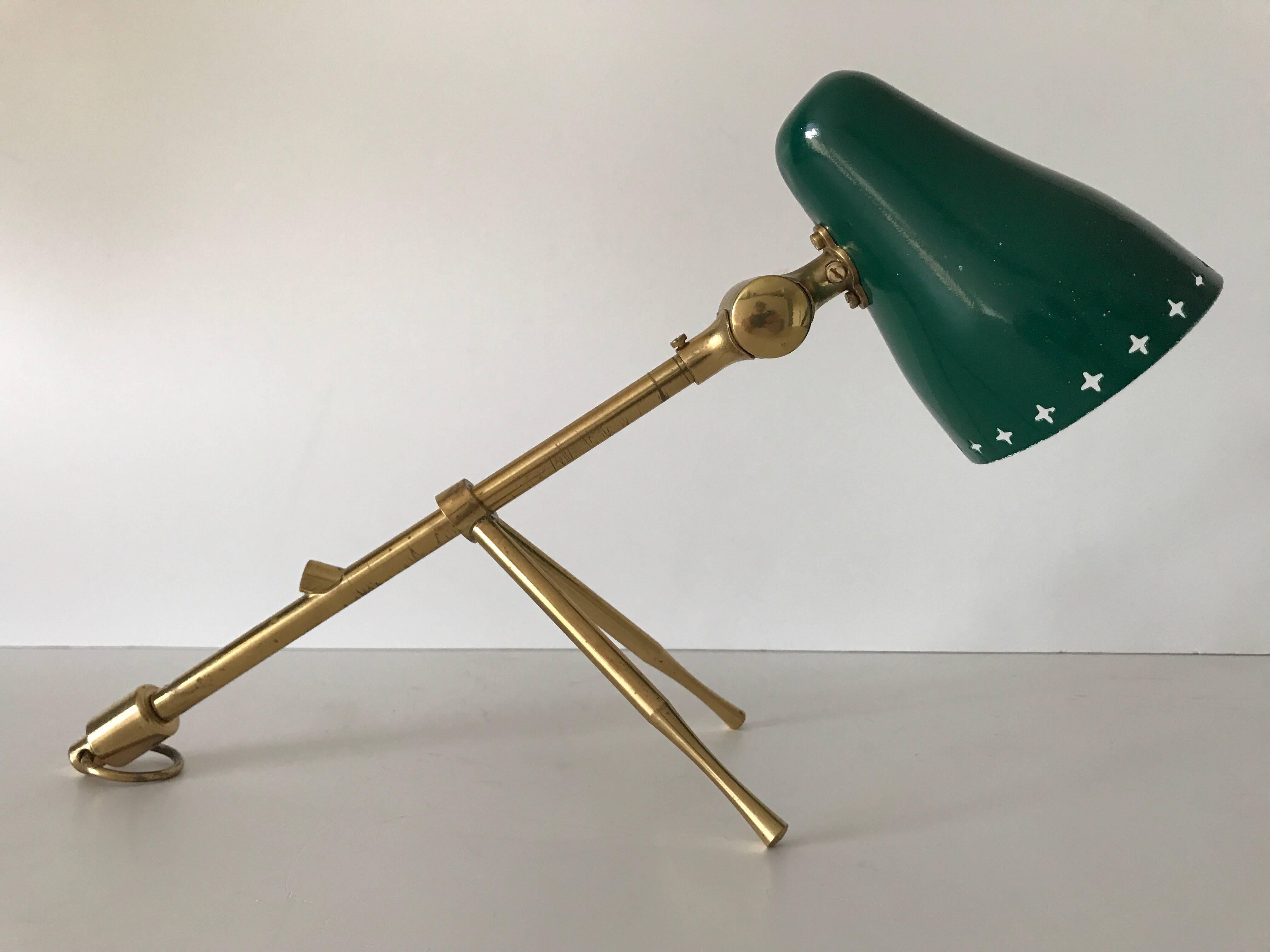 Mid-20th Century Swedish Brass Table and Wall Lamp Boris Lacroix Style, 1950s For Sale