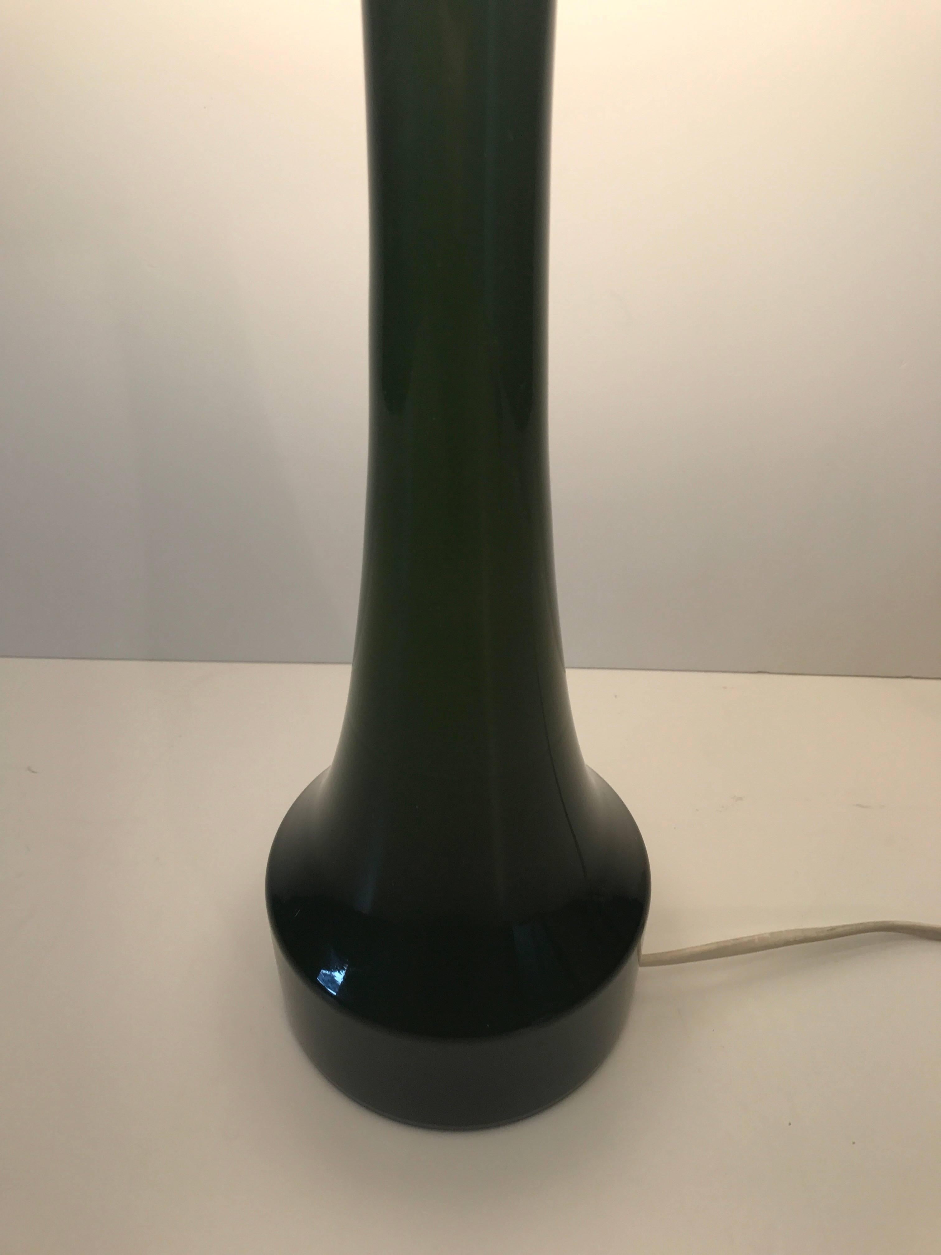 Mid-20th Century Swedish, 1950 Bergbom and Holmegaard Green Glass Table Lamp For Sale