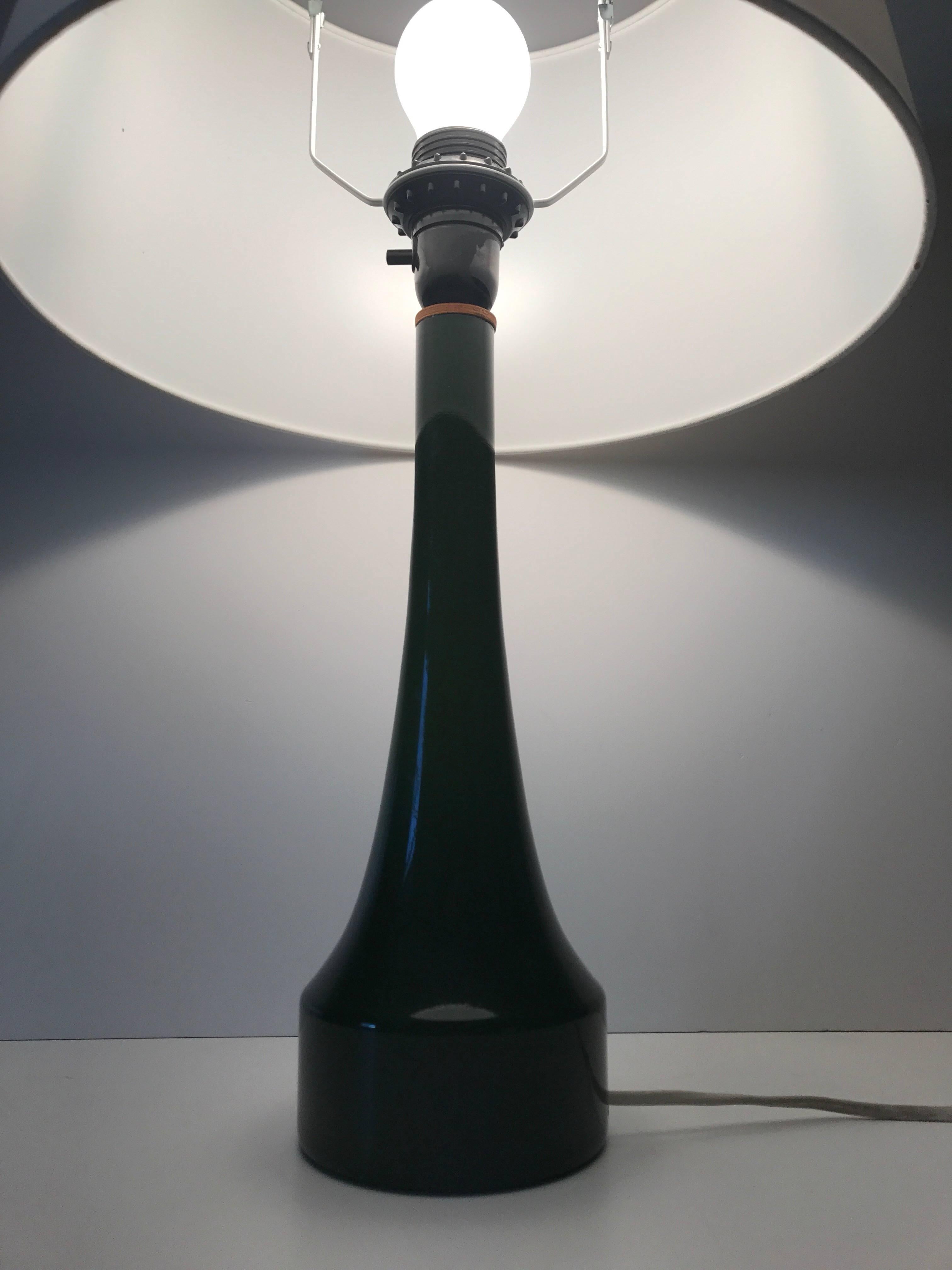 Scandinavian Modern Swedish, 1950 Bergbom and Holmegaard Green Glass Table Lamp For Sale