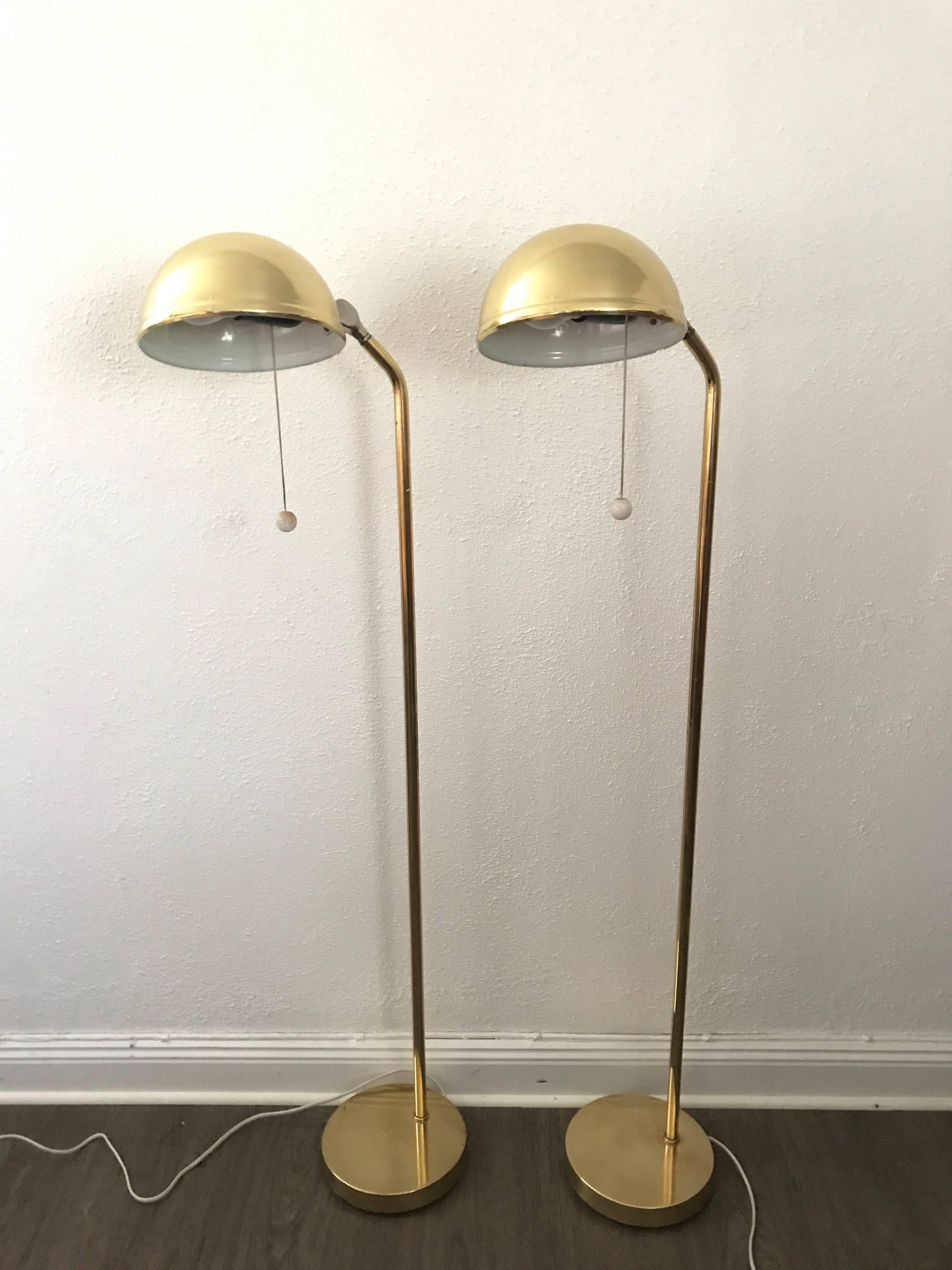 Pair of rare Danish Elit Brass Floor Lamps  In Good Condition For Sale In Drottningholm, SE