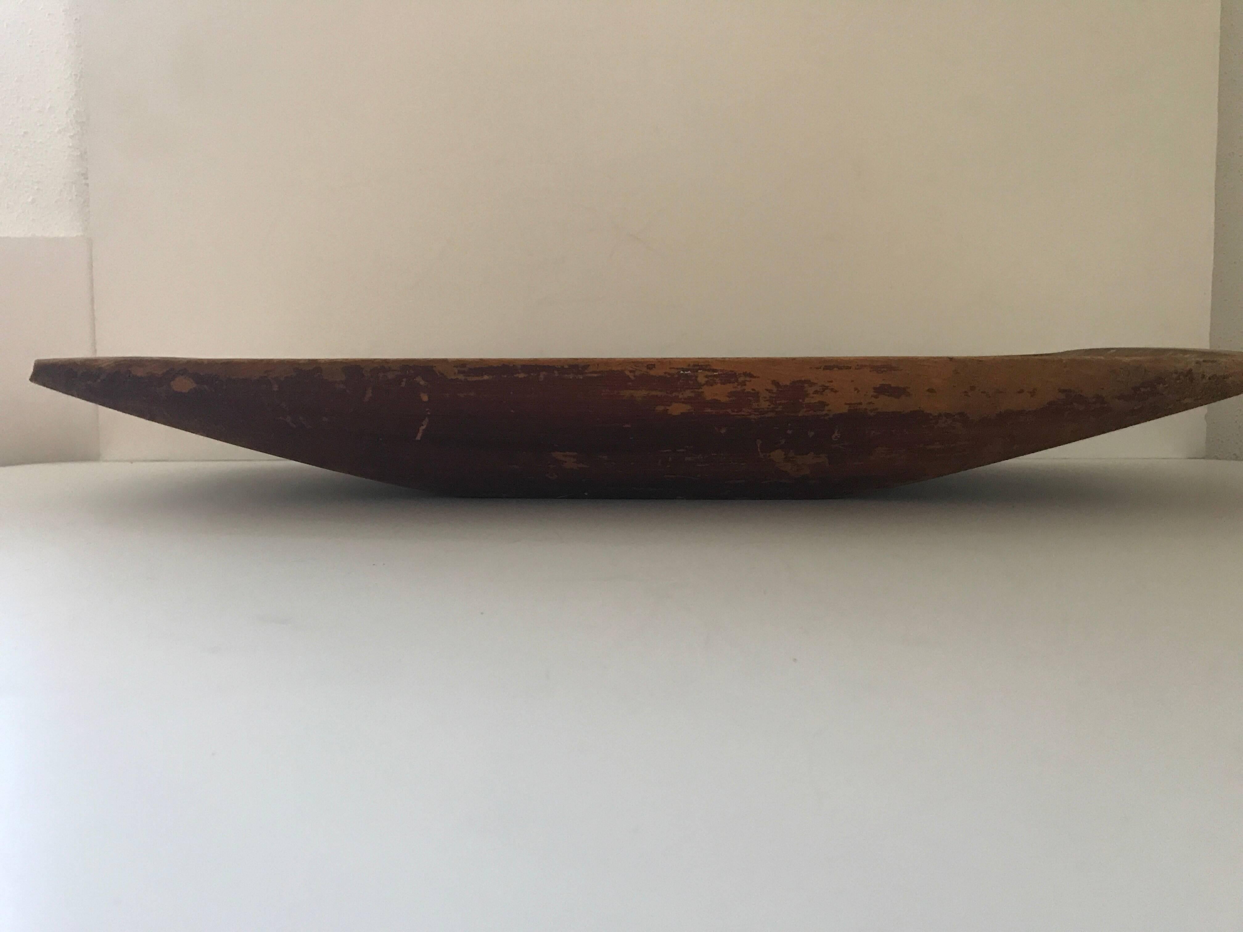 Pine Swedish Large Late 19th Century Wooden Bowl in Form of a Baking Tray For Sale