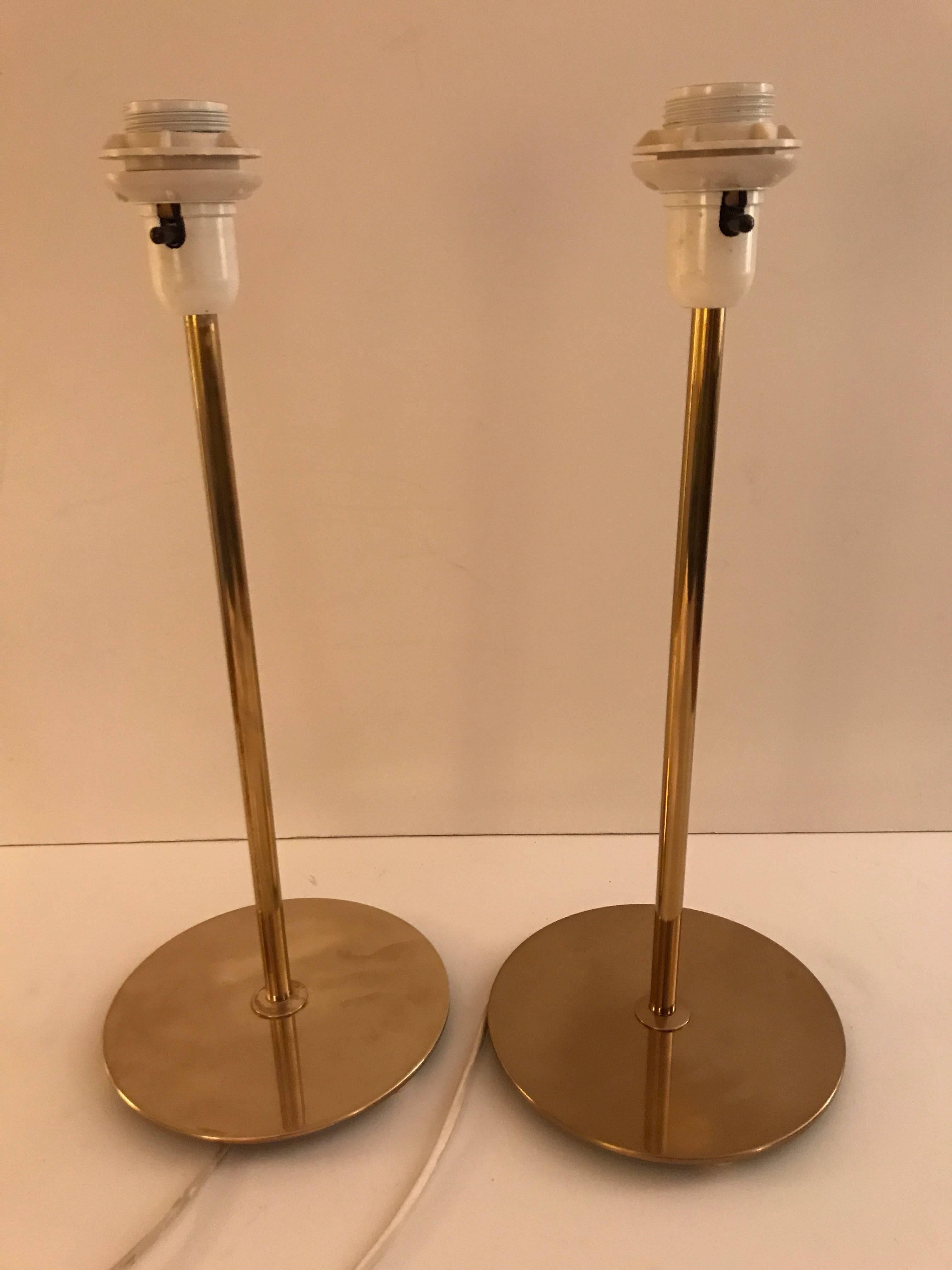 Pair of Early Swedish Bergboms Brass Table Lamps 1940 1