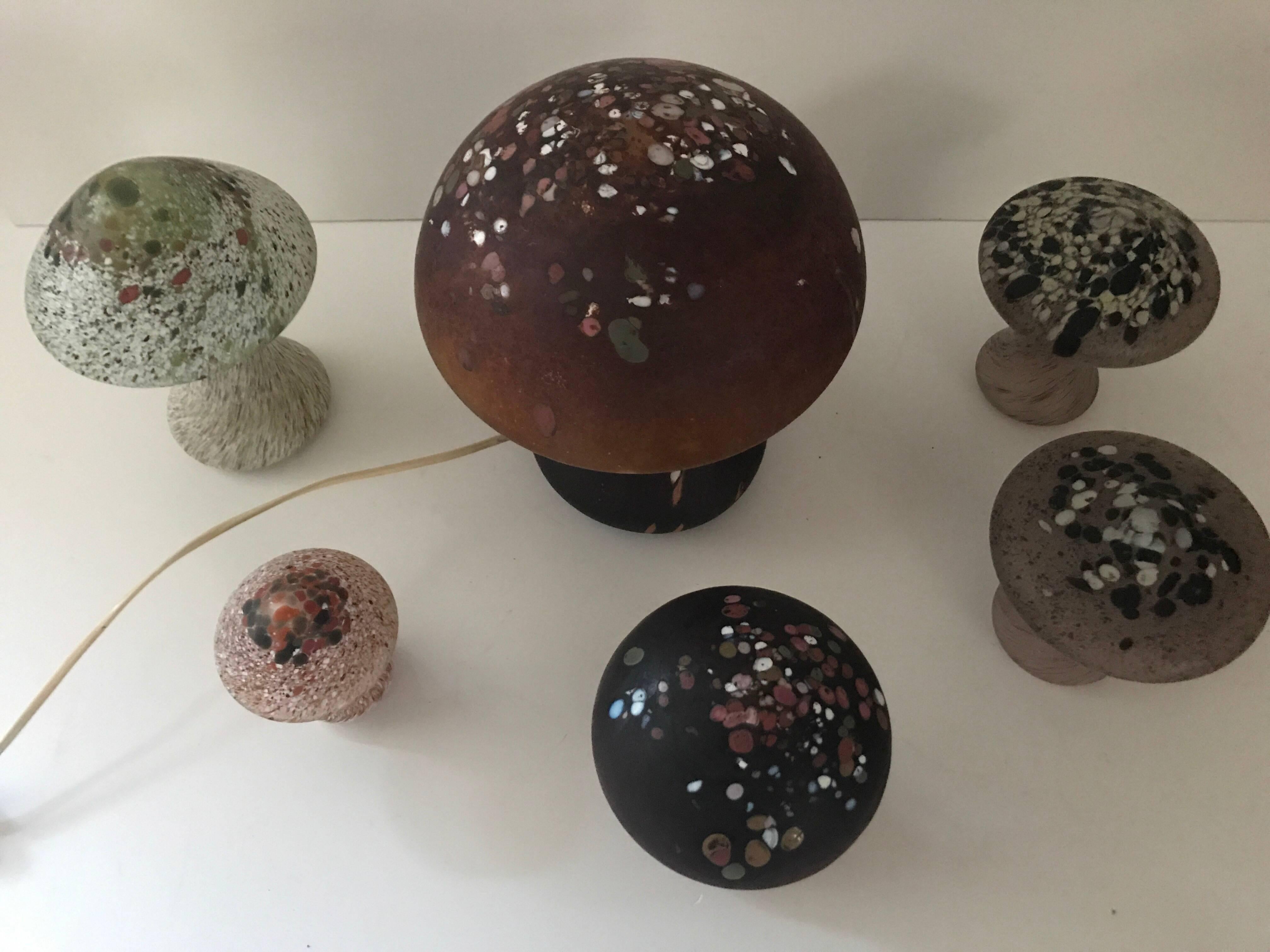 Group Swedish Blown Glass Mushroms and a Table Lamp Made by Monica Bäckström For Sale 1