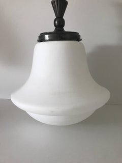 Large Rare Jugendstil Frosted Glass Pendant Lamp Peter Behrens Style