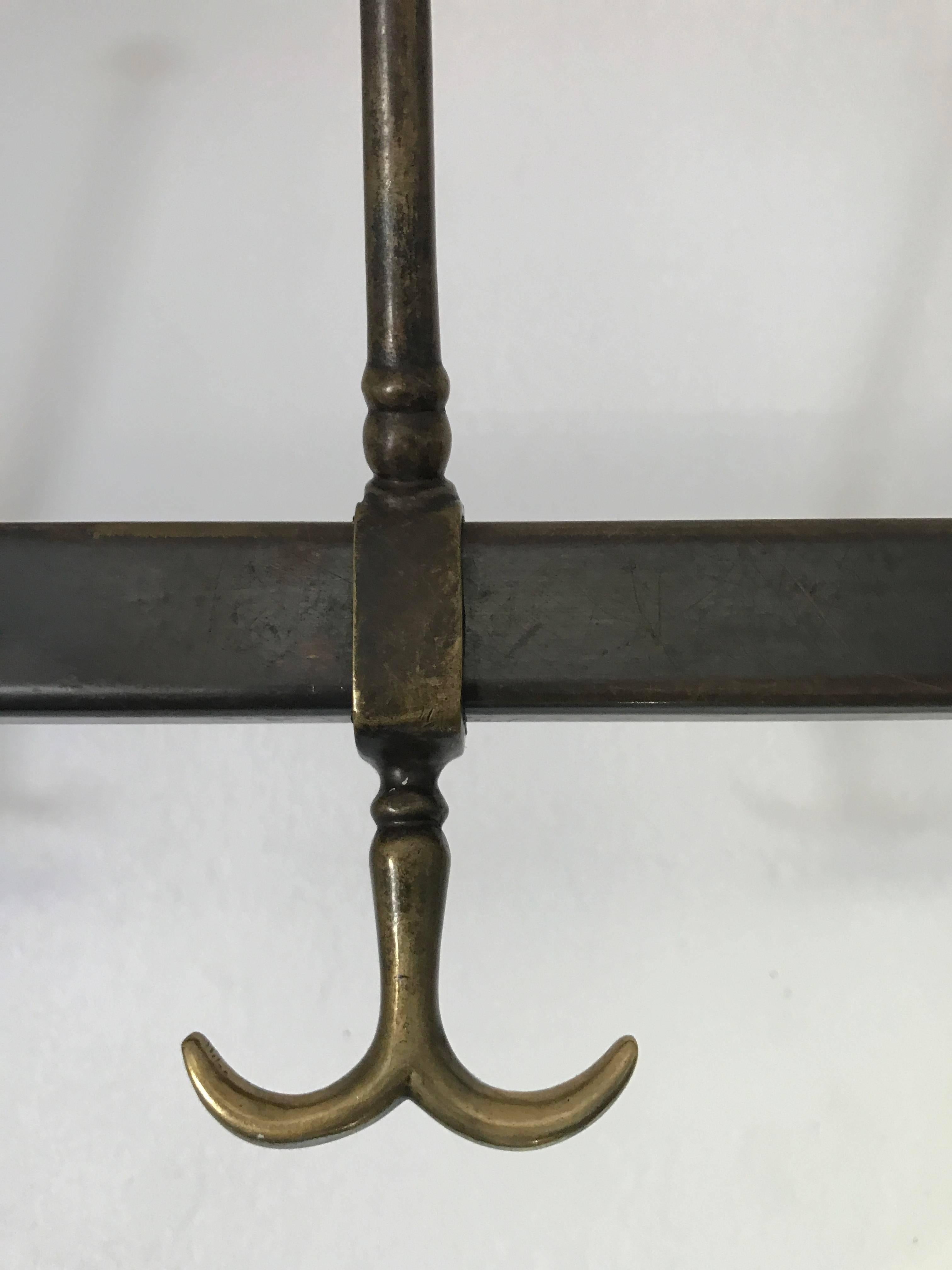 Early 20th Century Italian or French Brass Art Nouveau Jugendstil Hat and Coat Rack, 1920 For Sale