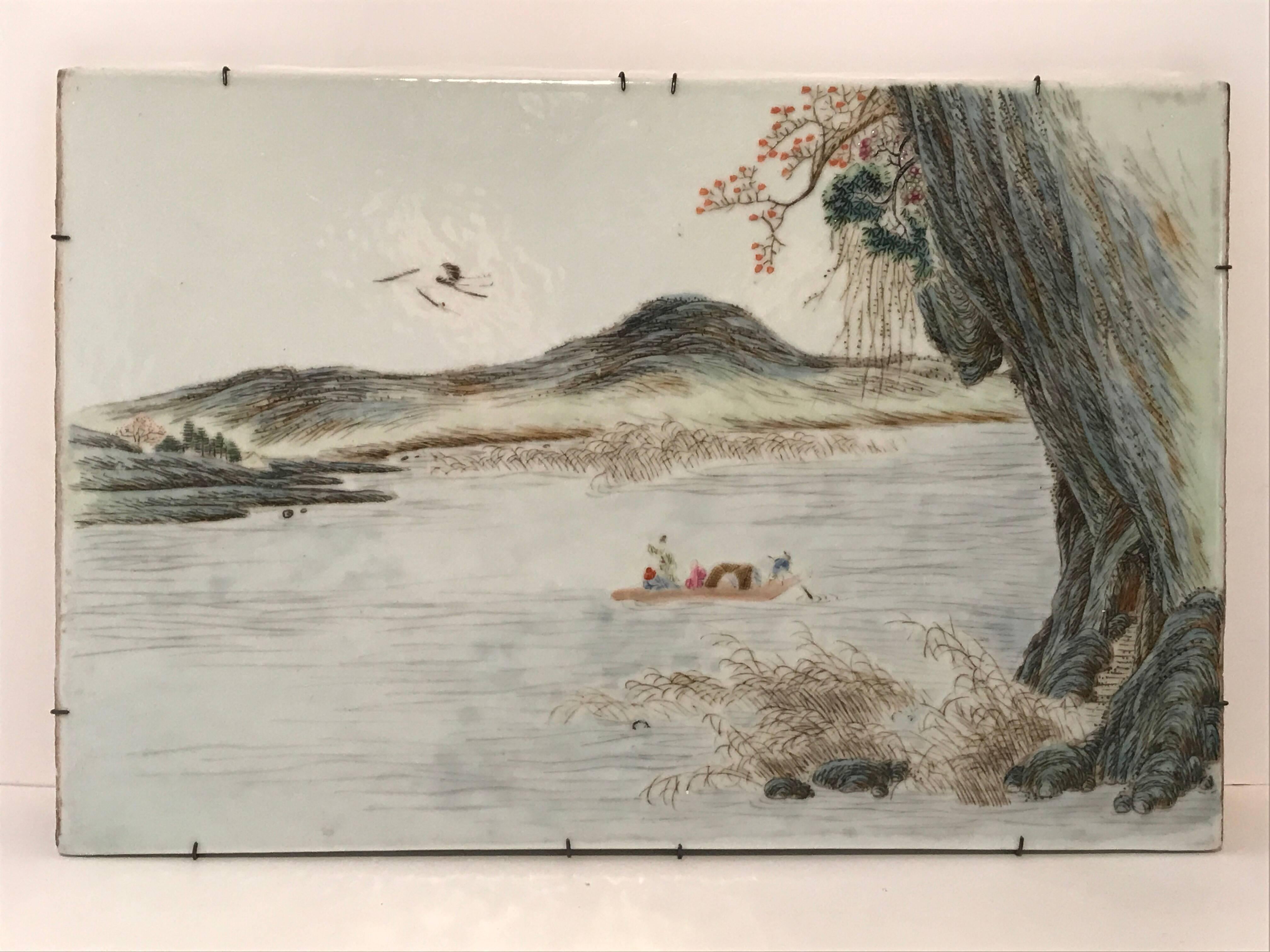 Chinese Early Republic, Early 20th Century Porcelain Plaque Painting For Sale 1