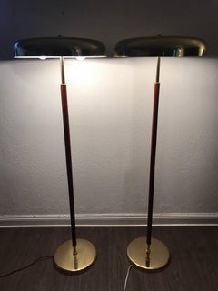 Very Rare Exclusive Swedish Brass and Leather Floor Lamp by Örsjö Industri AB