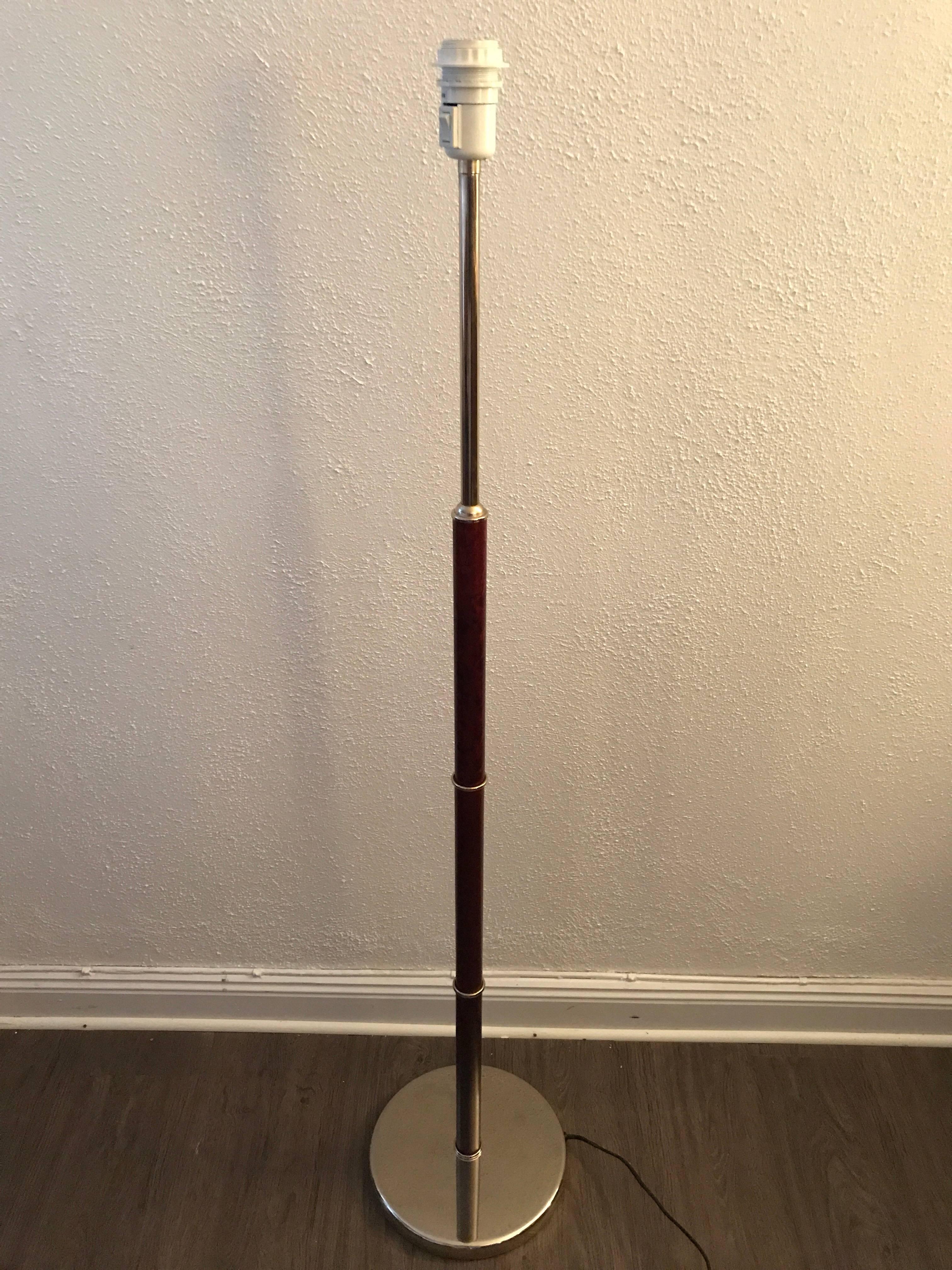 Late 20th Century Rare Swedish Cherrywood and Steel Floor Lamp Made by Belid AB, 1980 For Sale