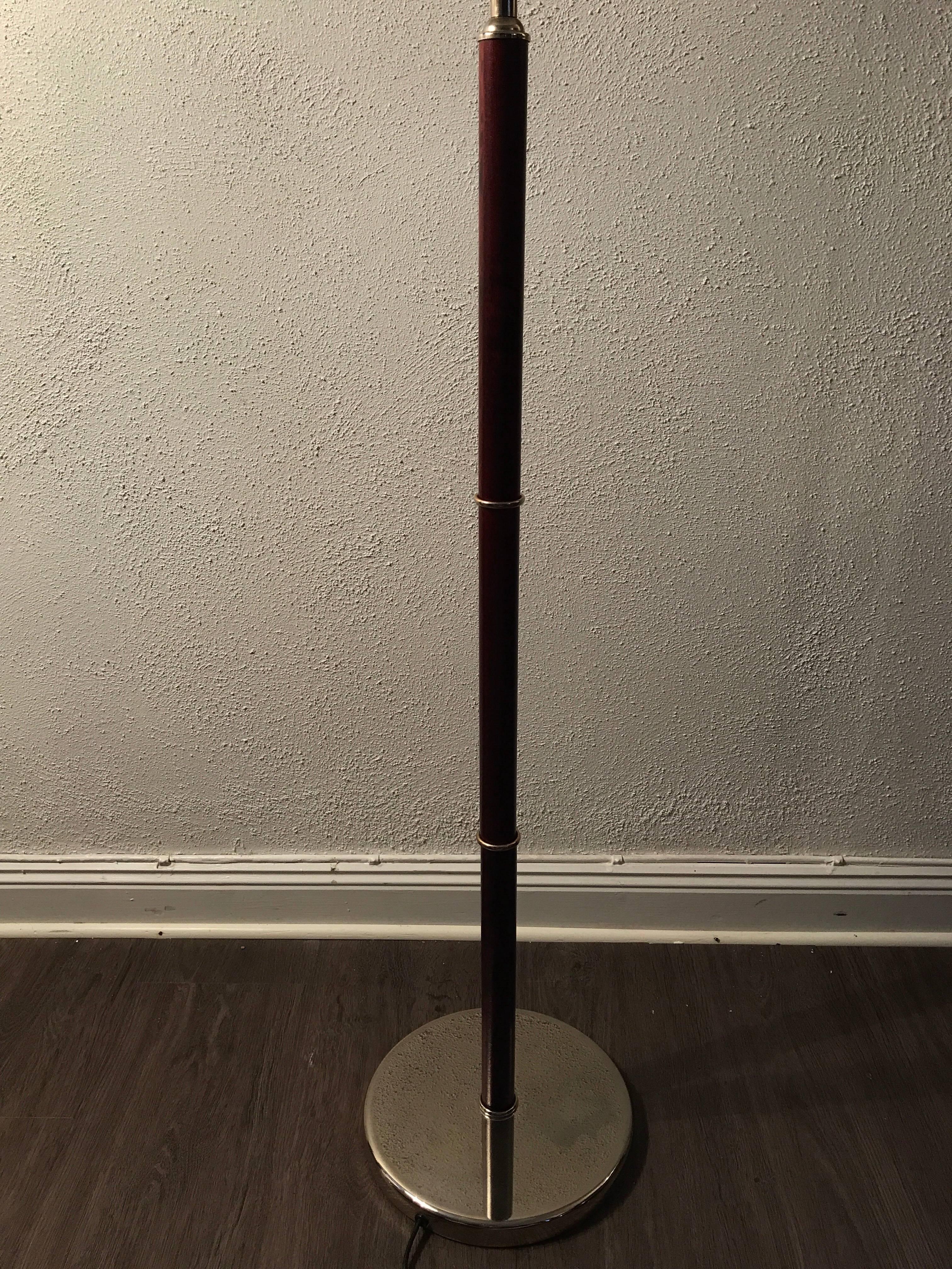 Rare Swedish Cherrywood and Steel Floor Lamp Made by Belid AB, 1980 For Sale 1