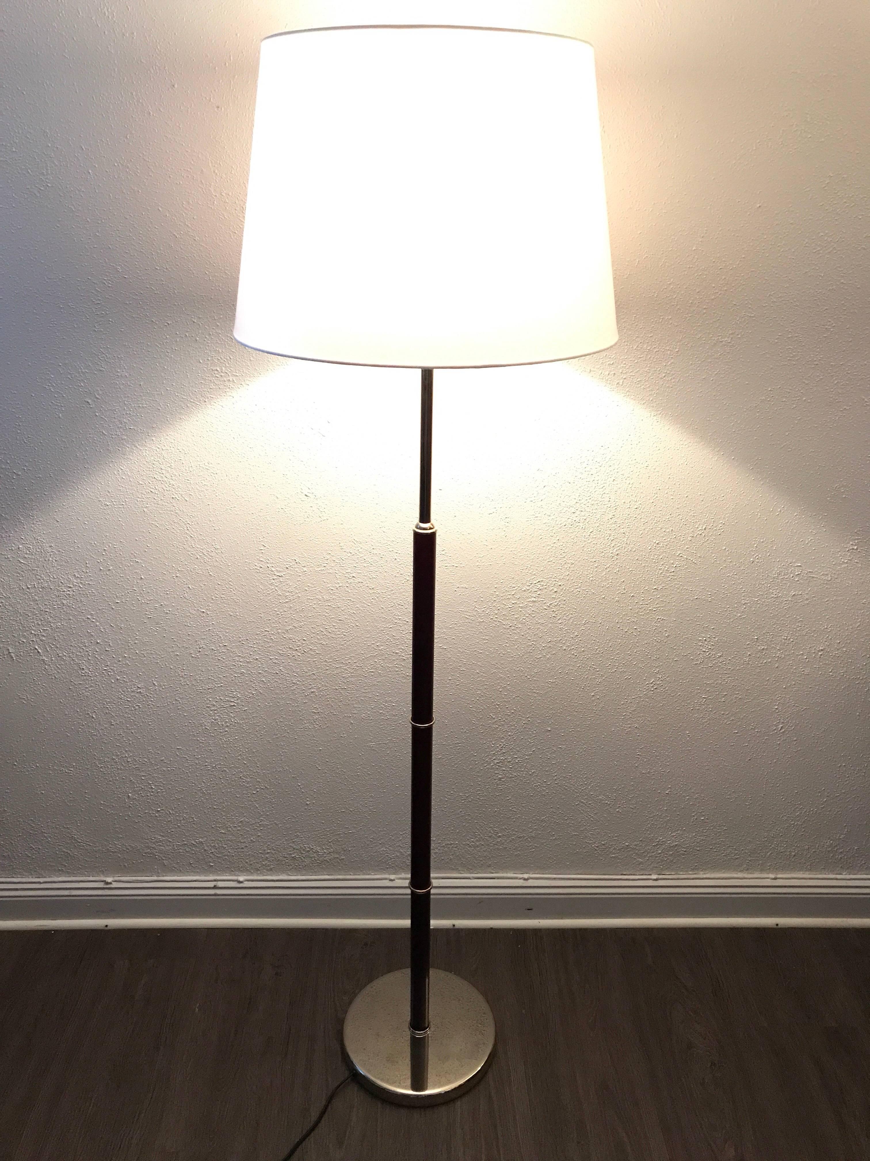 Polished Rare Swedish Cherrywood and Steel Floor Lamp Made by Belid AB, 1980 For Sale