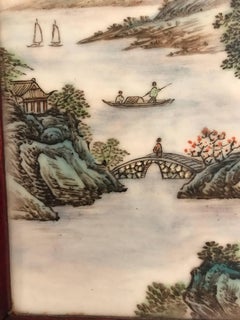 Chinese Early Republic Century Famille Rose Porcalain Plaque With Poem and Seals