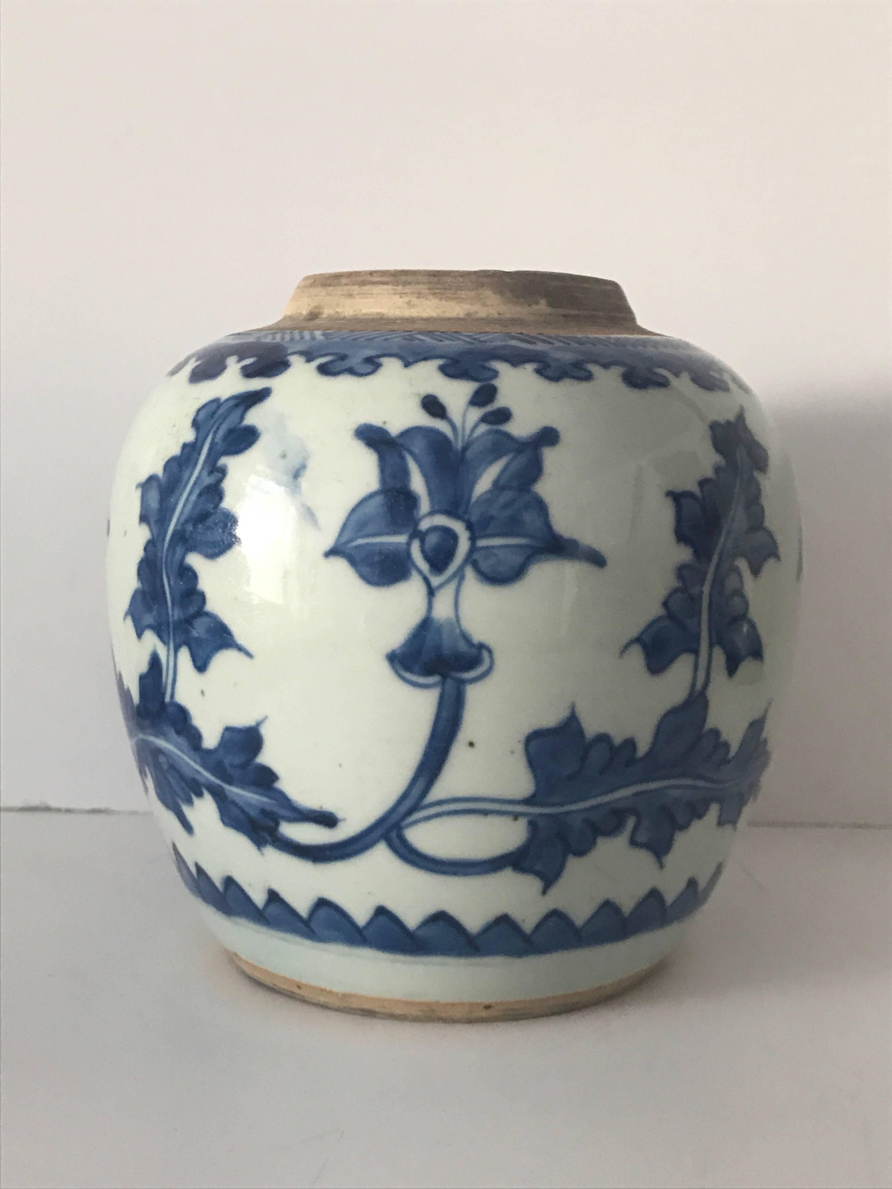 17th Century Chinese Blue and White 17th c Kangxi Jar 1662-1722 For Sale