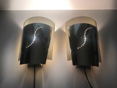 Pair of Rare Ateljé Lyktan Steel and Brass Wall Sconces