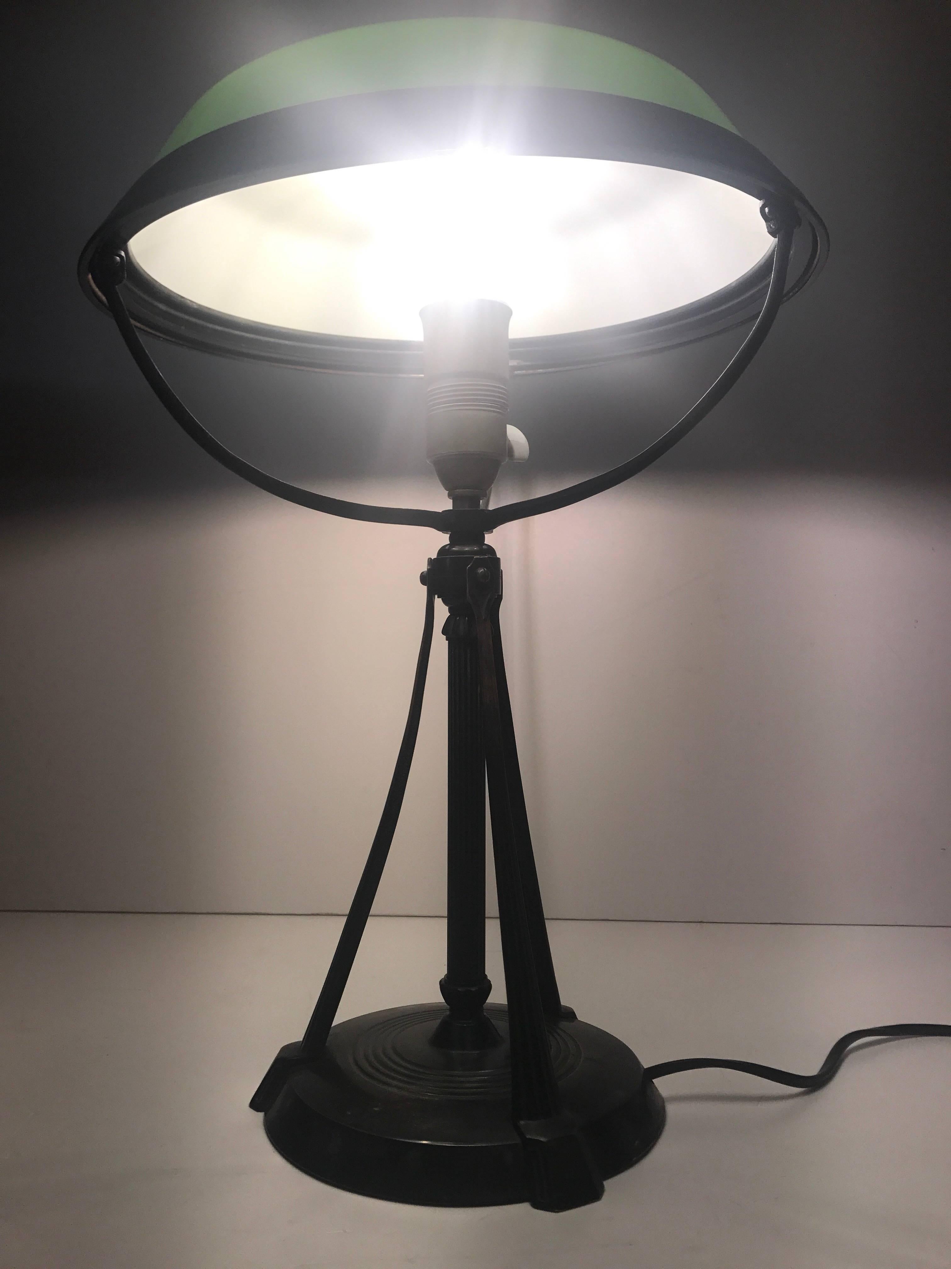 Swedish Art Deco Table Lamp Glass and Bronzepatinated Metal For Sale 1