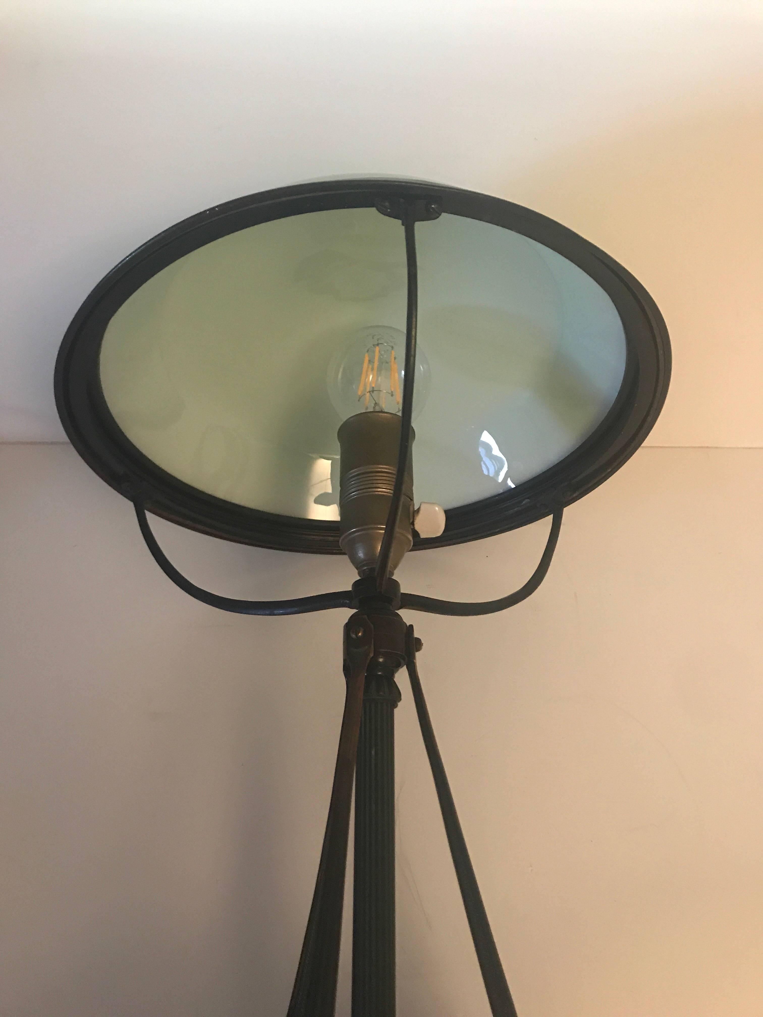 Swedish Art Deco Table Lamp Glass and Bronzepatinated Metal For Sale 3