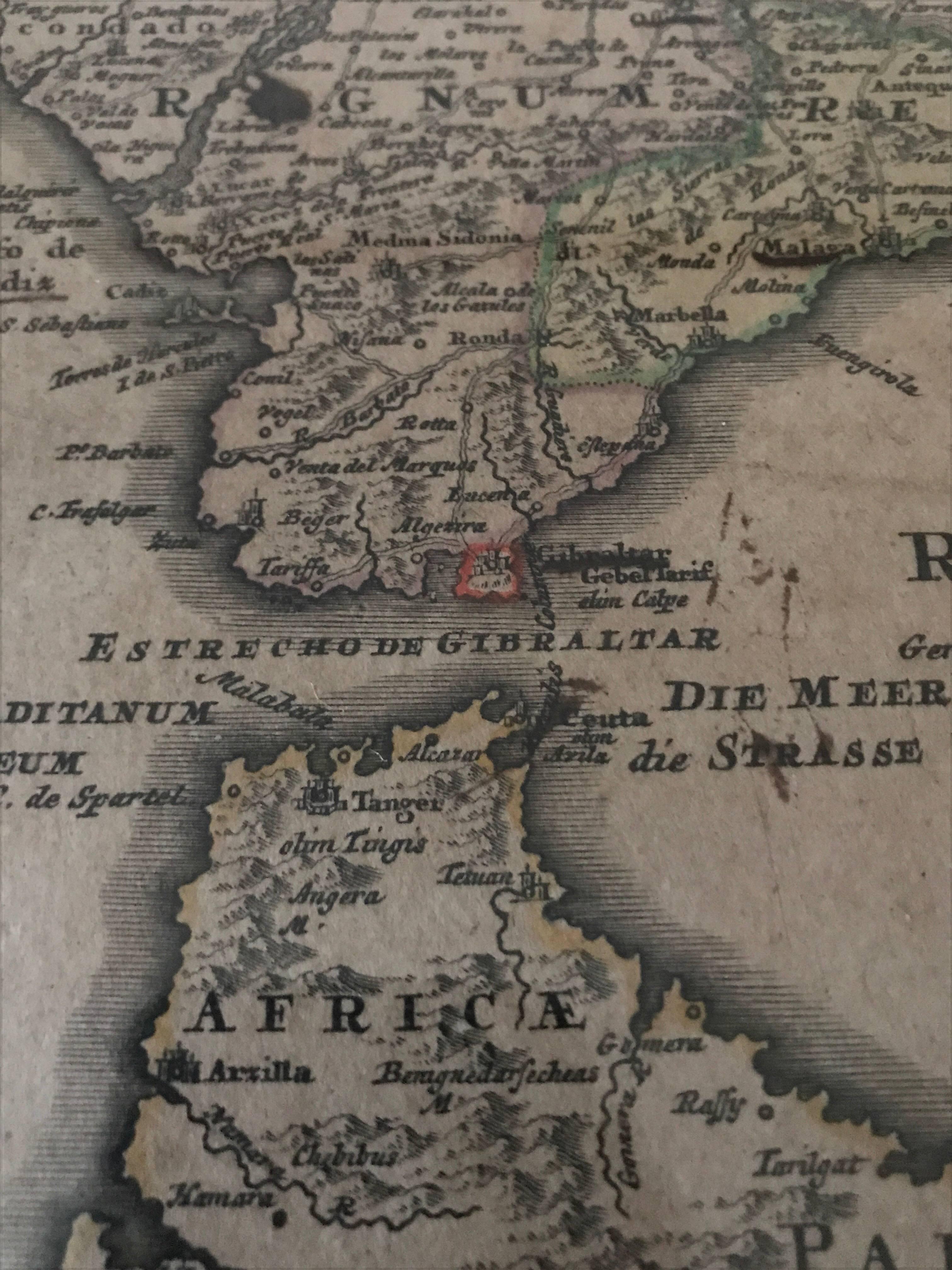 Rare Map 1710 Johann Homann Regnorum Hispaniae et Portugalliae Taula Generalis For Sale 2