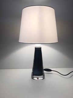 Swedish Carl Fagerlund Deep Blue Art Glass Table Lamp Smaller Model