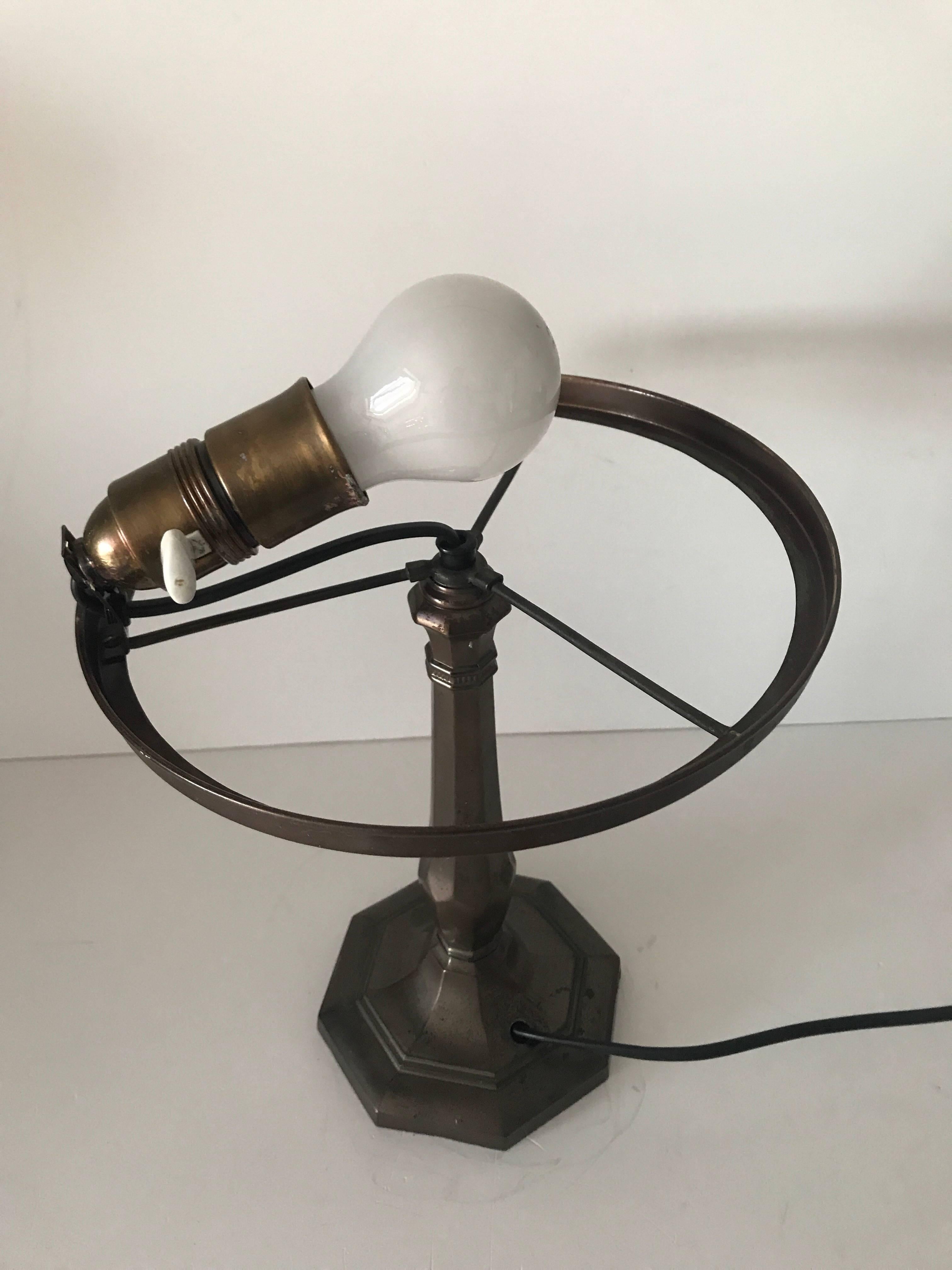 Swedish Jugendstil Art Nouveau Copper Patinated Metal Table Lamp For Sale 2