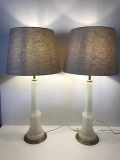 Pair of Large Swedish Josef Frank Opaline Table Lamps Svenskt Tenn Model 2583