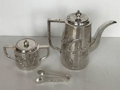 Chinese Export Silver Dragon Tea ot And Sugar Bowl by Luen Hing
