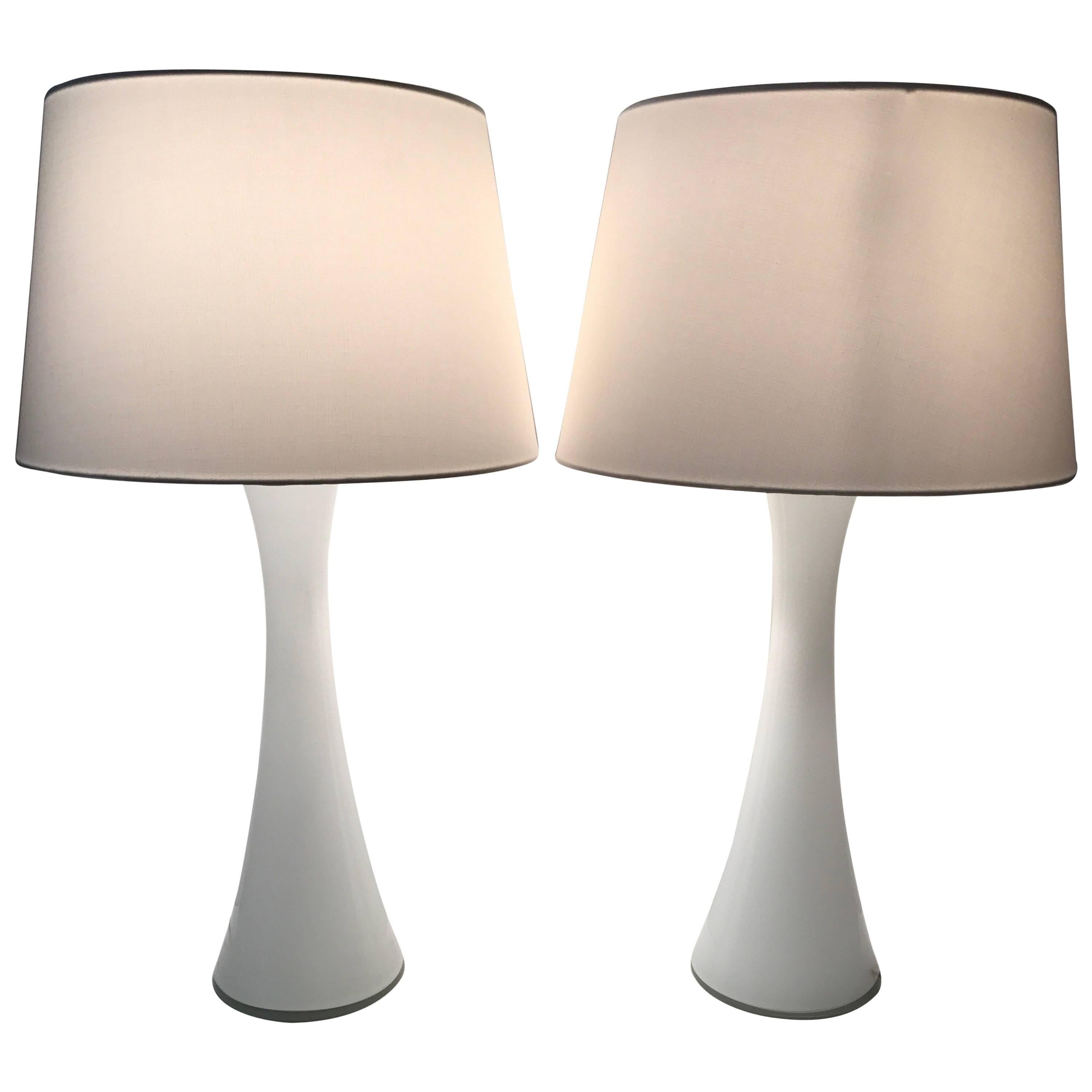 Pair of Swedish Glass Table Lamps Designed by Bergboms and Made by Holmegaard For Sale