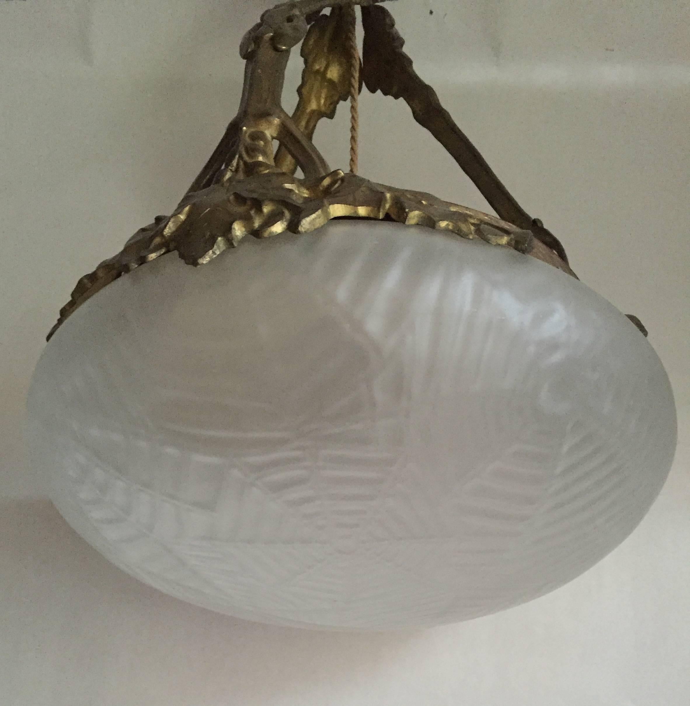 1910 Swedish Art Nouveau/Jugend Pendant Lamp by Böhlmarks In Excellent Condition For Sale In Drottningholm, SE