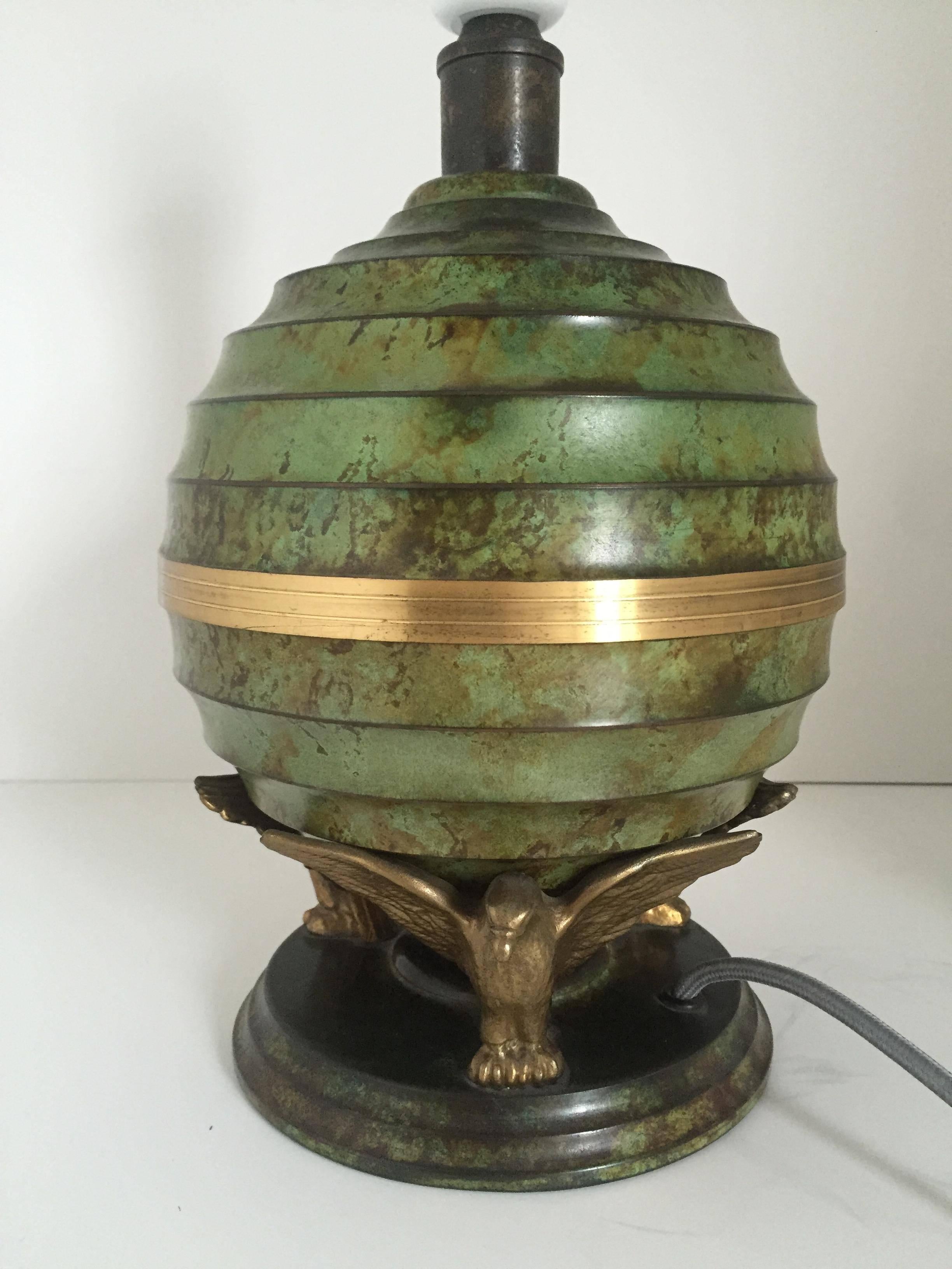 Bronzed Rare Swedish Grace Art Deco Table Lamps, 1930 For Sale