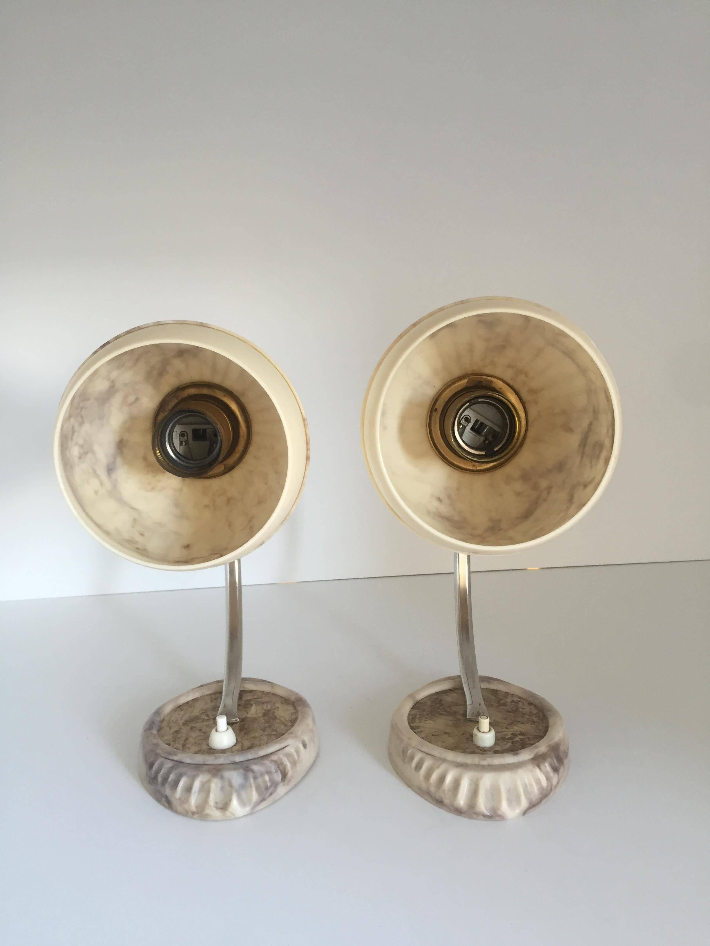 Polished 1935 Swedish Art Deco Pair Bakelite Table or Wall Lamps For Sale