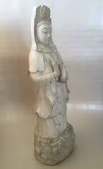 Very Large Floor Statue 19th-Early 20th Century Chinese Wooden Guanyin