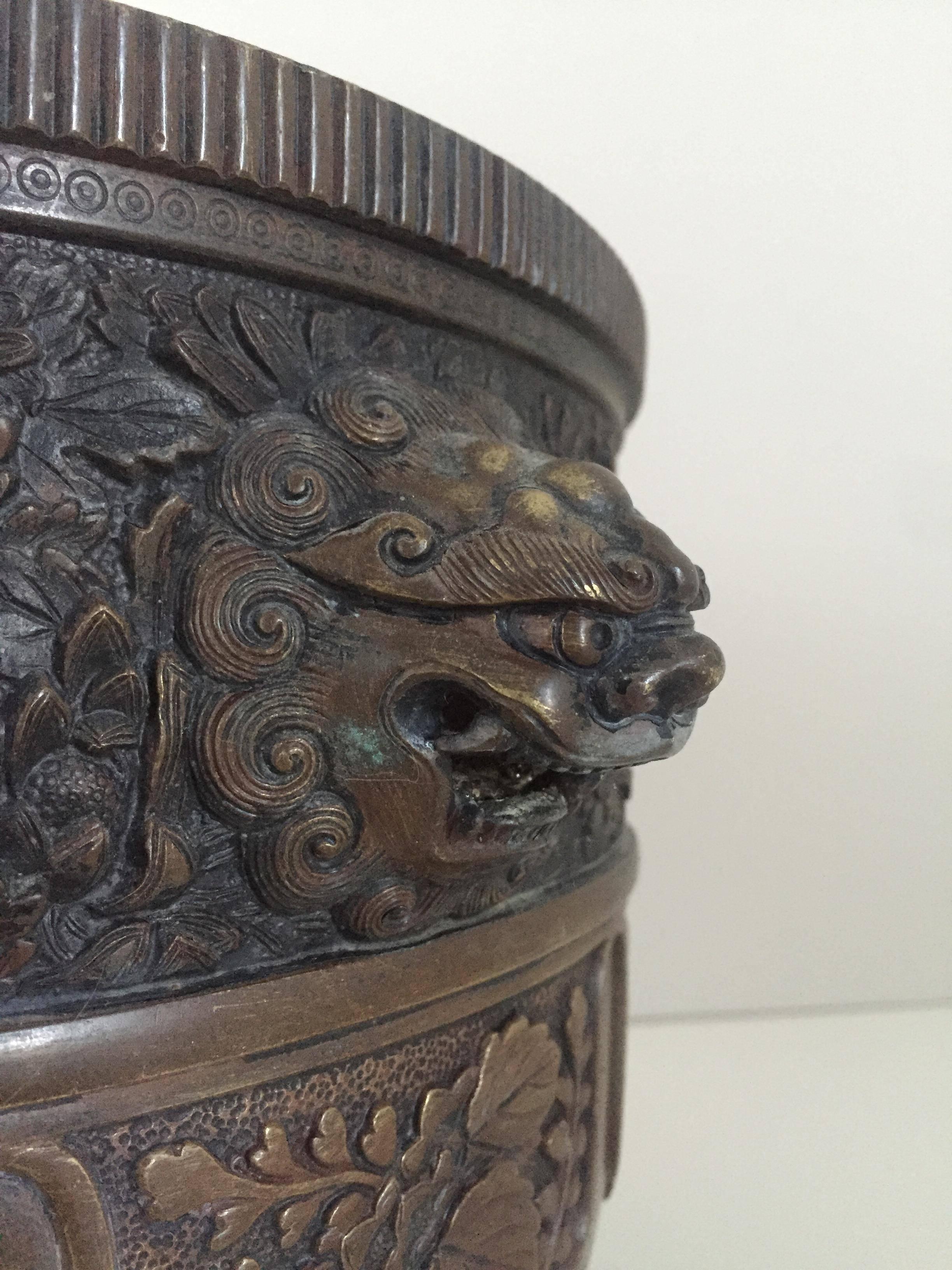 19th Century Large Chinese Bronze Jardinière or Planter In Excellent Condition In Drottningholm, SE