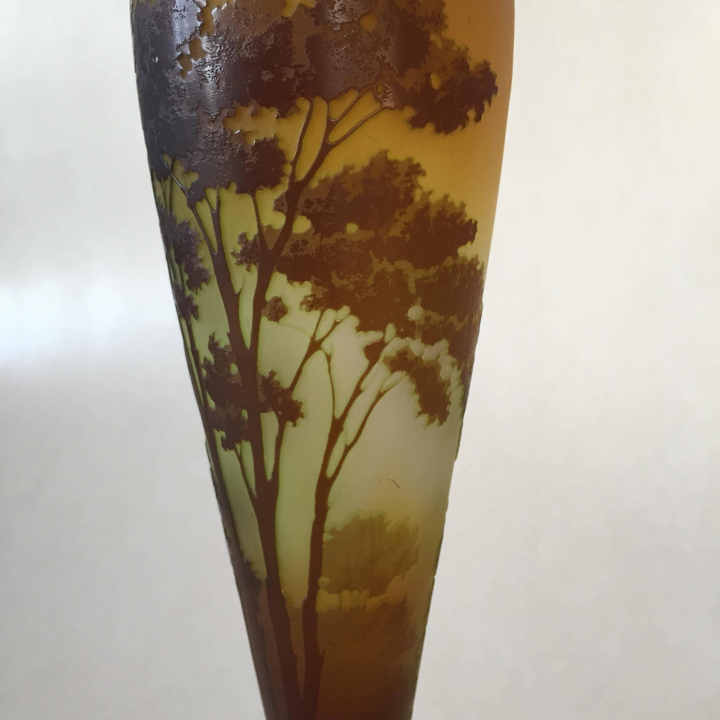 Late 19th Century Èmile Gallé Cameo Glass Lamp Base For Sale 2