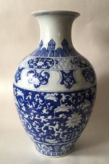 Late 20th Century Chinese Baluster Blue and White Vase Qianlong Mark