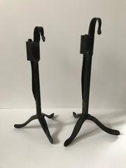 Pair of 19th Century Swedish Wrought Iron Candlesticks