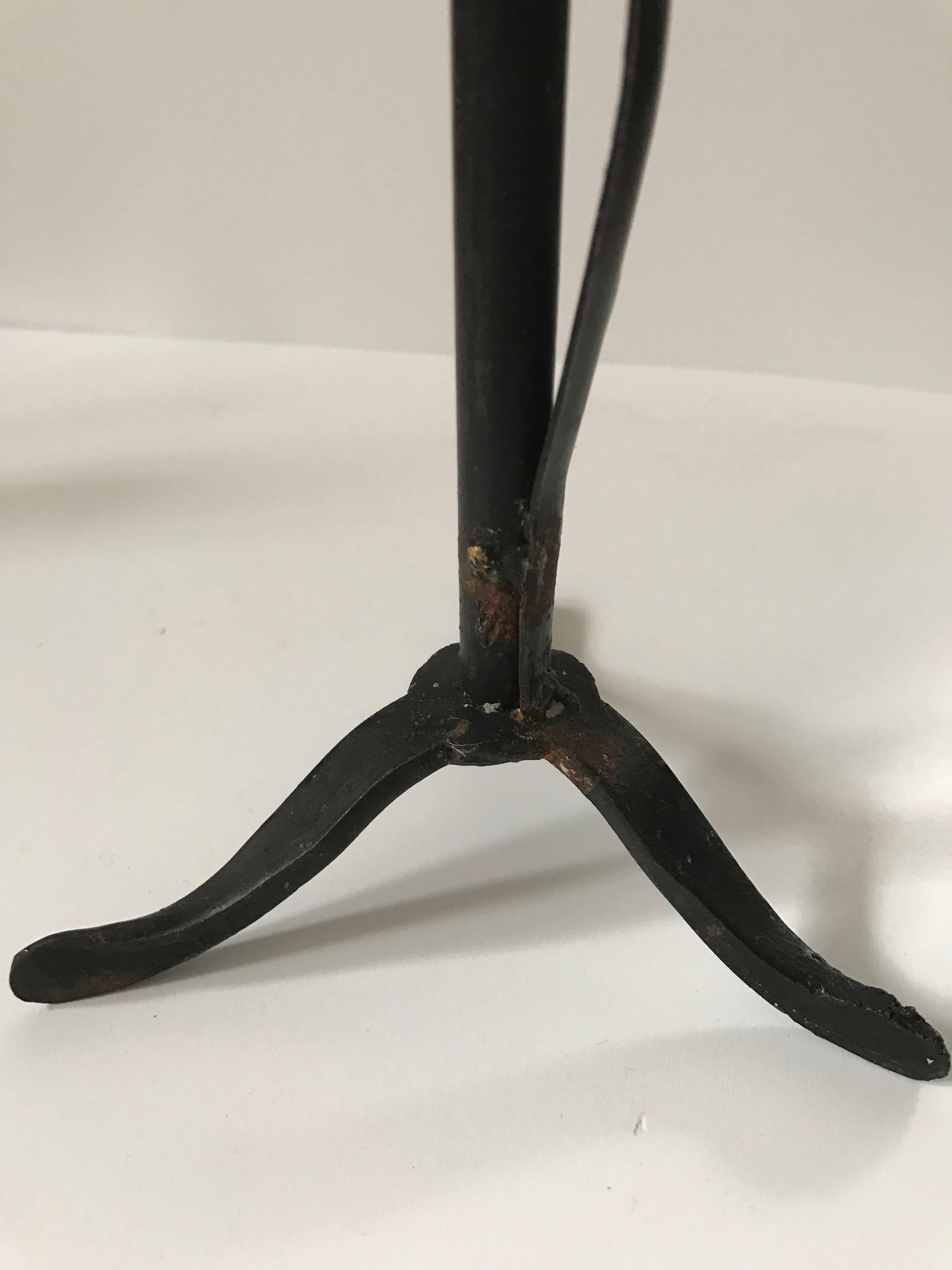 Pair of 19th Century Swedish Wrought Iron Candlesticks For Sale 3