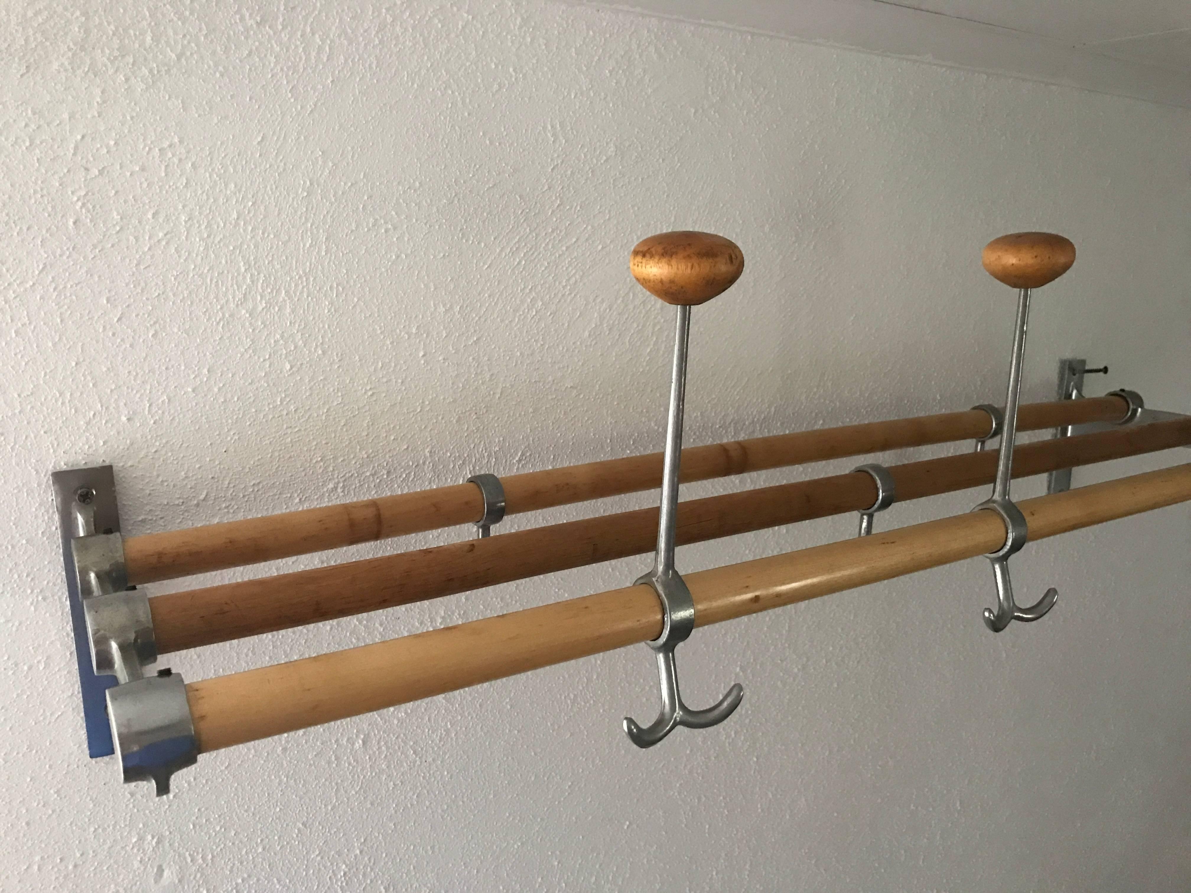 Pine Mid-20th Century Swedish Functionalistic Coat and Hat Rack Wall Mount For Sale