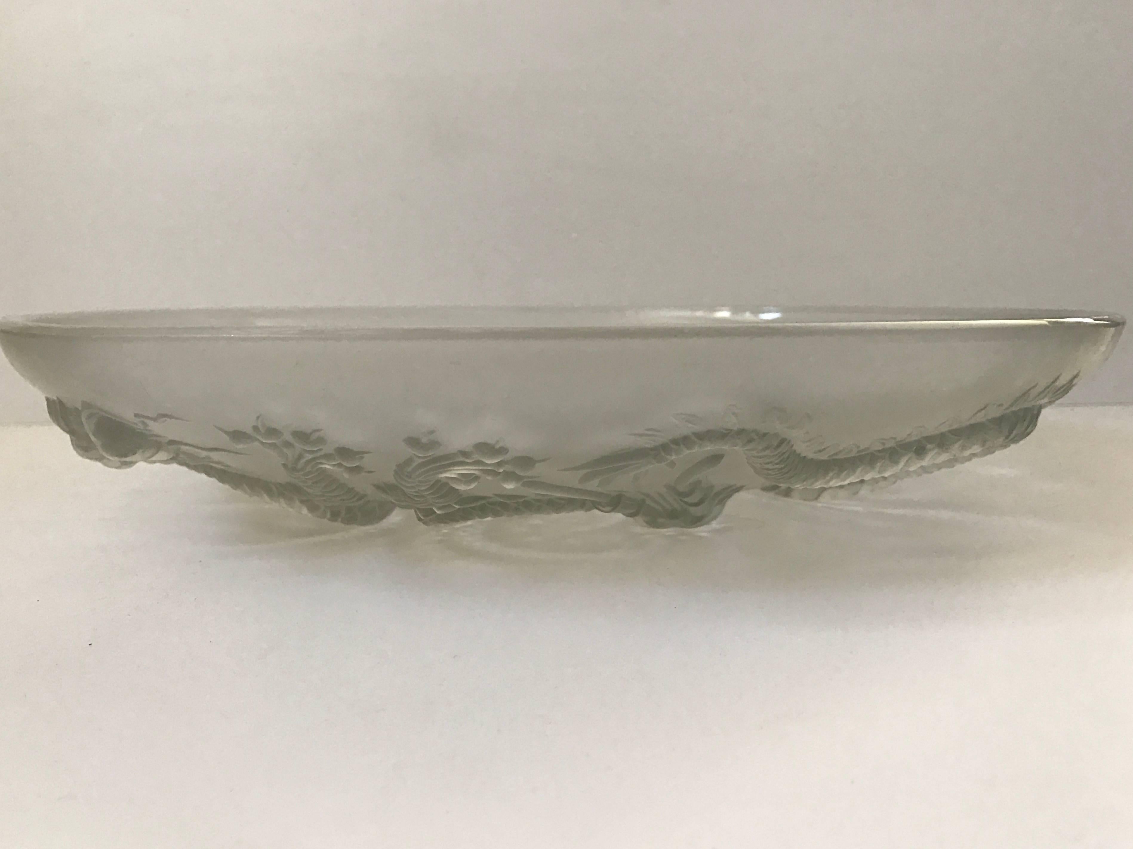 1930 Art Deco Barolac Glass Dragon Dish by Josef Inwald Former Czechoslovakia In Excellent Condition For Sale In Drottningholm, SE
