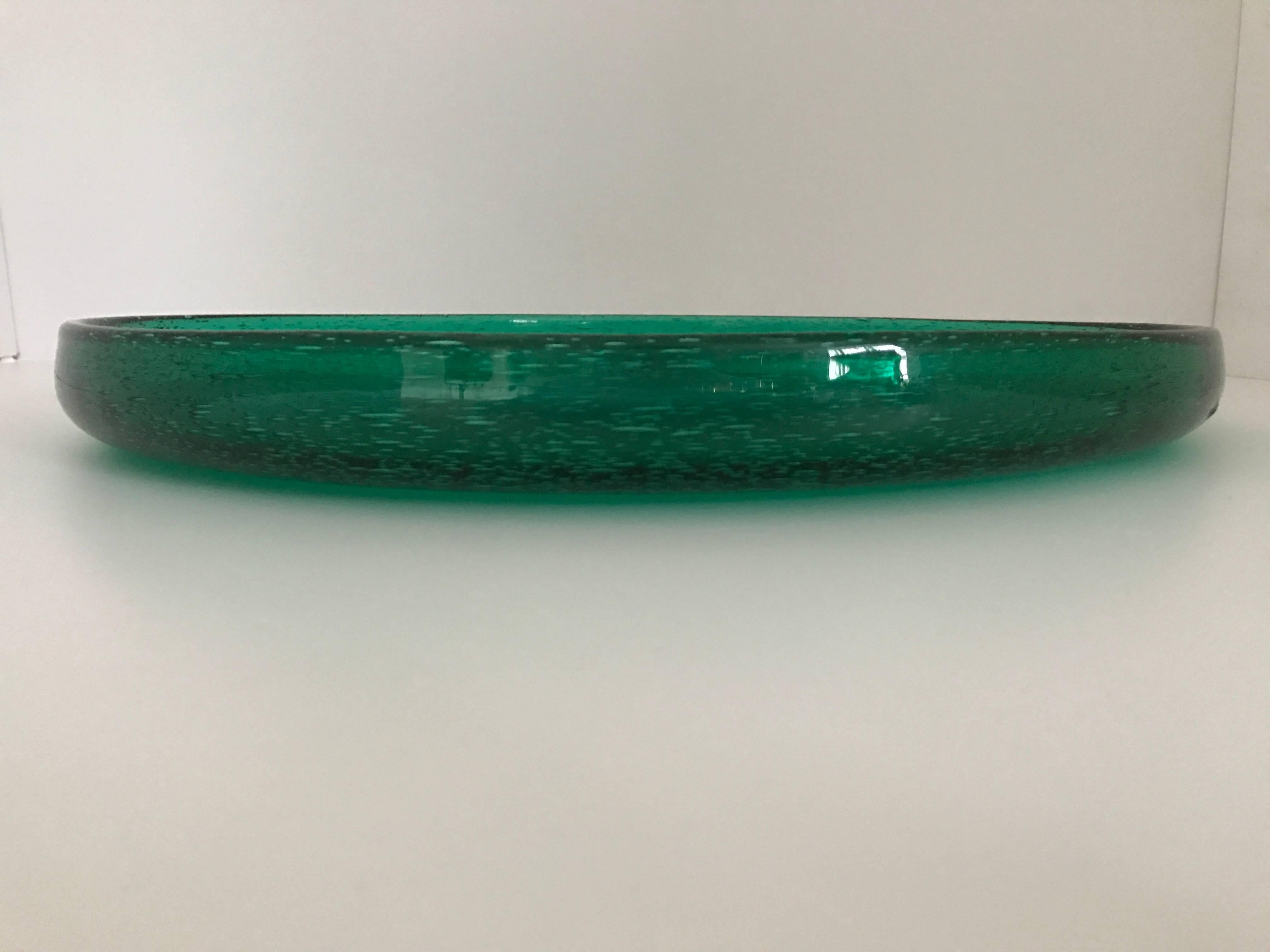 1955 Large Hadeland Norwegian Glass Charger Greenland Series by Arne Jon Jutrem In Excellent Condition For Sale In Drottningholm, SE