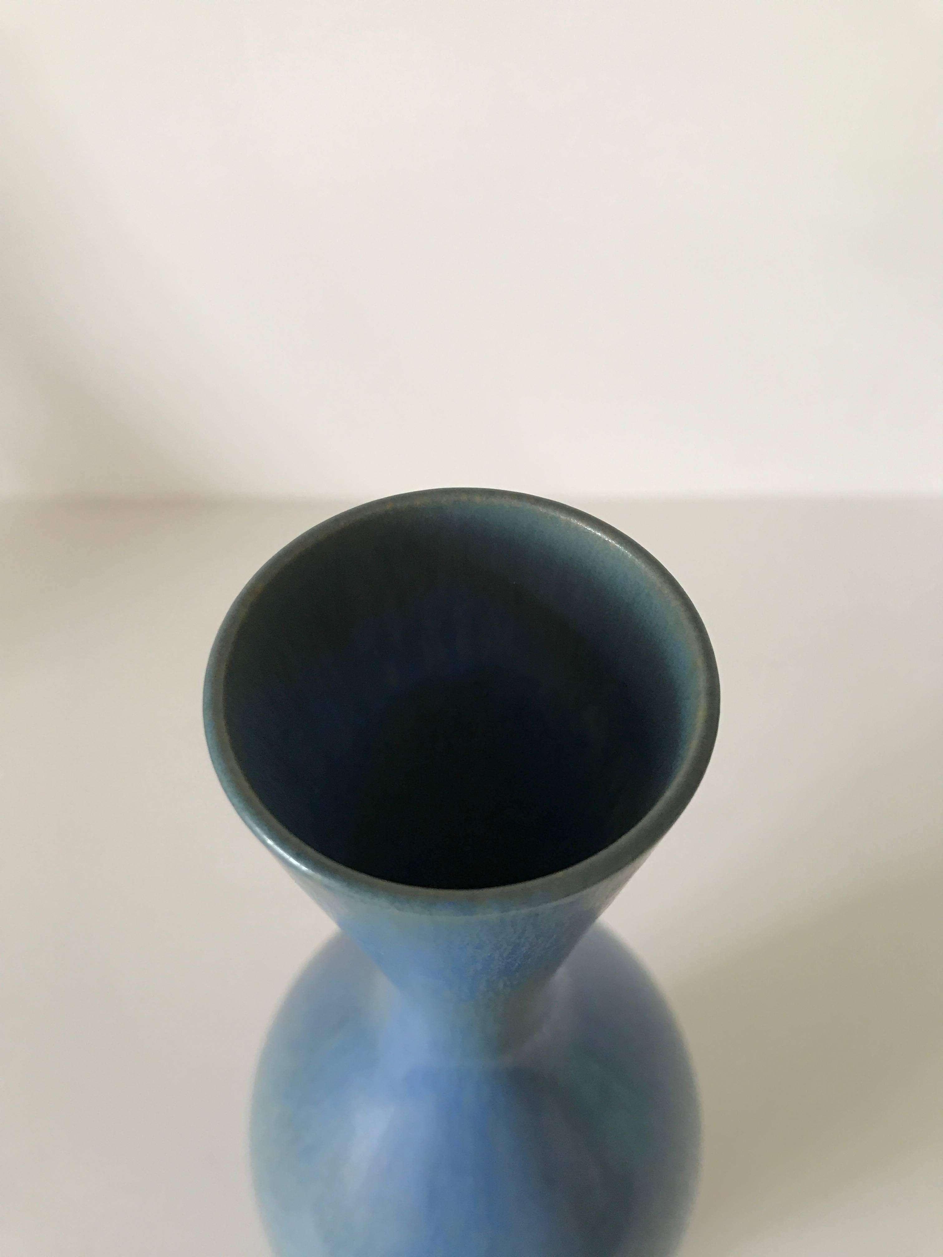 1984 Gustavsberg Blue Hare's Fur Vase Made by Sven Wejsfelt In Excellent Condition In Drottningholm, SE