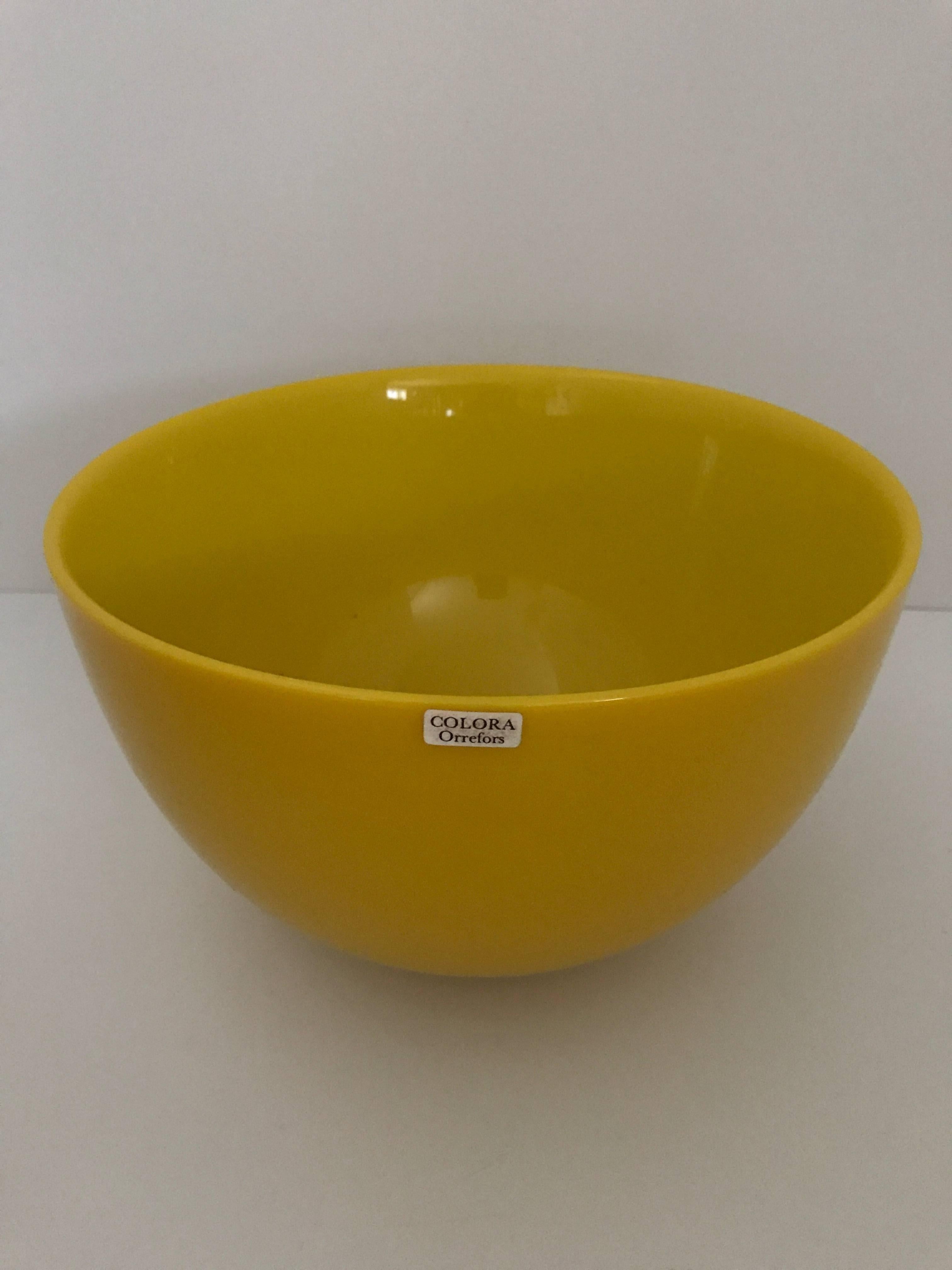 Mid-20th Century Swedish Orrefors Colora Bowls Four Pieces Set Sven Palmqvist For Sale 1