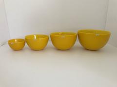Mid-20th Century Swedish Orrefors Colora Bowls Four Pieces Set Sven Palmqvist