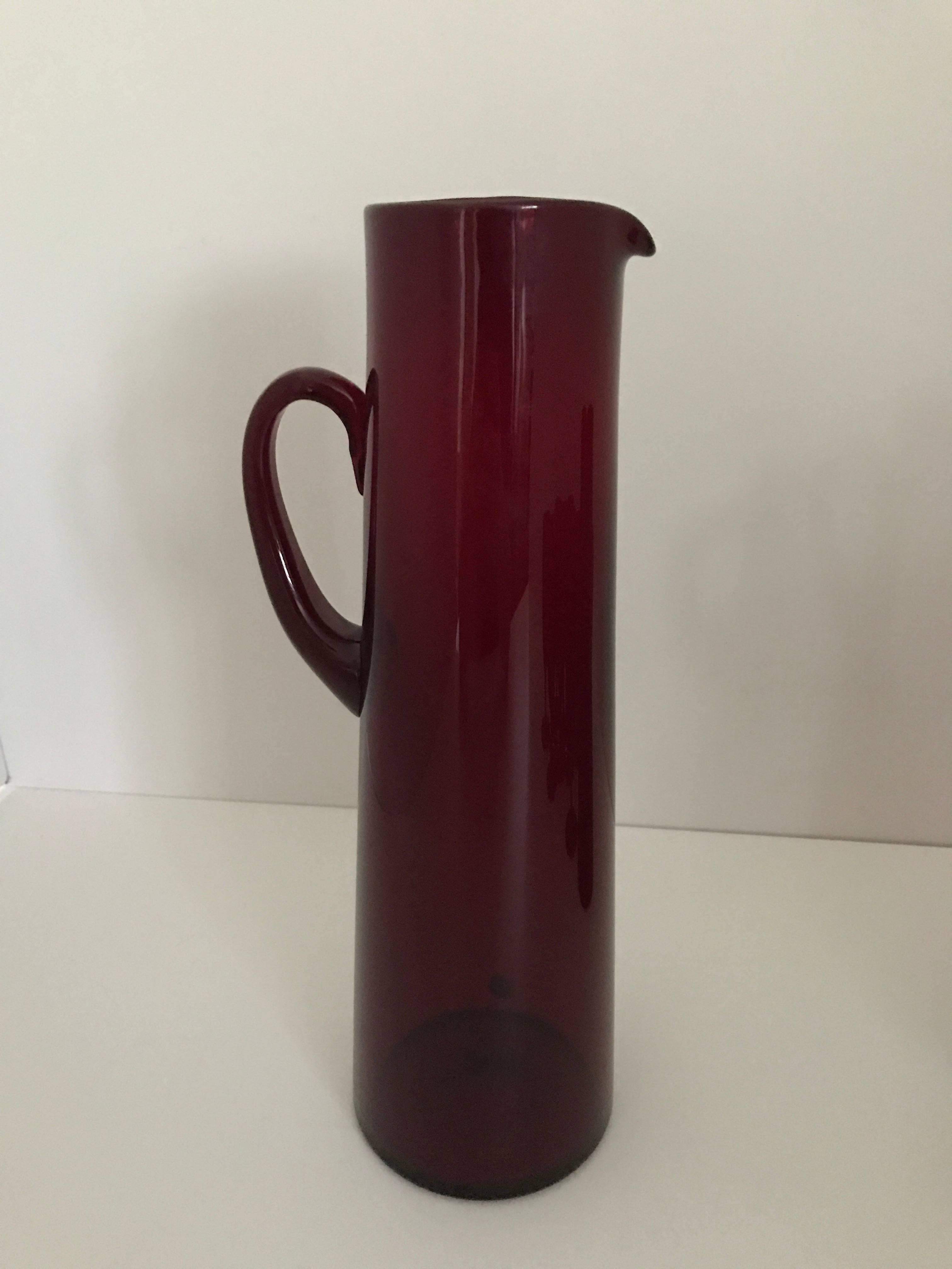 20th Century 1960 Monica Bratt Reijmyre Glass Set of Two Pitchers and 12 Drinking Glass For Sale