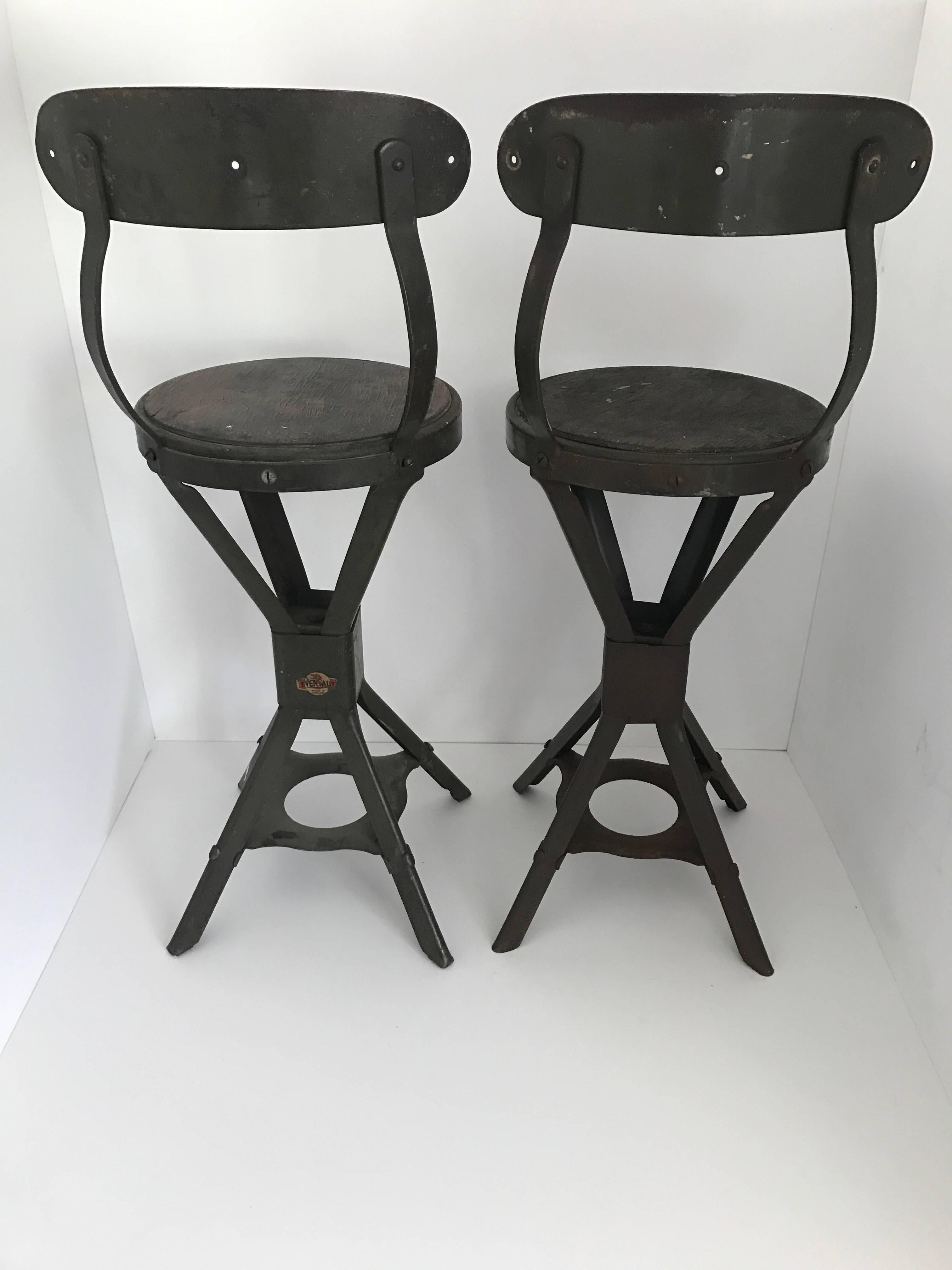 Industrial 1940 Pair of Evertaut Workshop Chairs For Sale