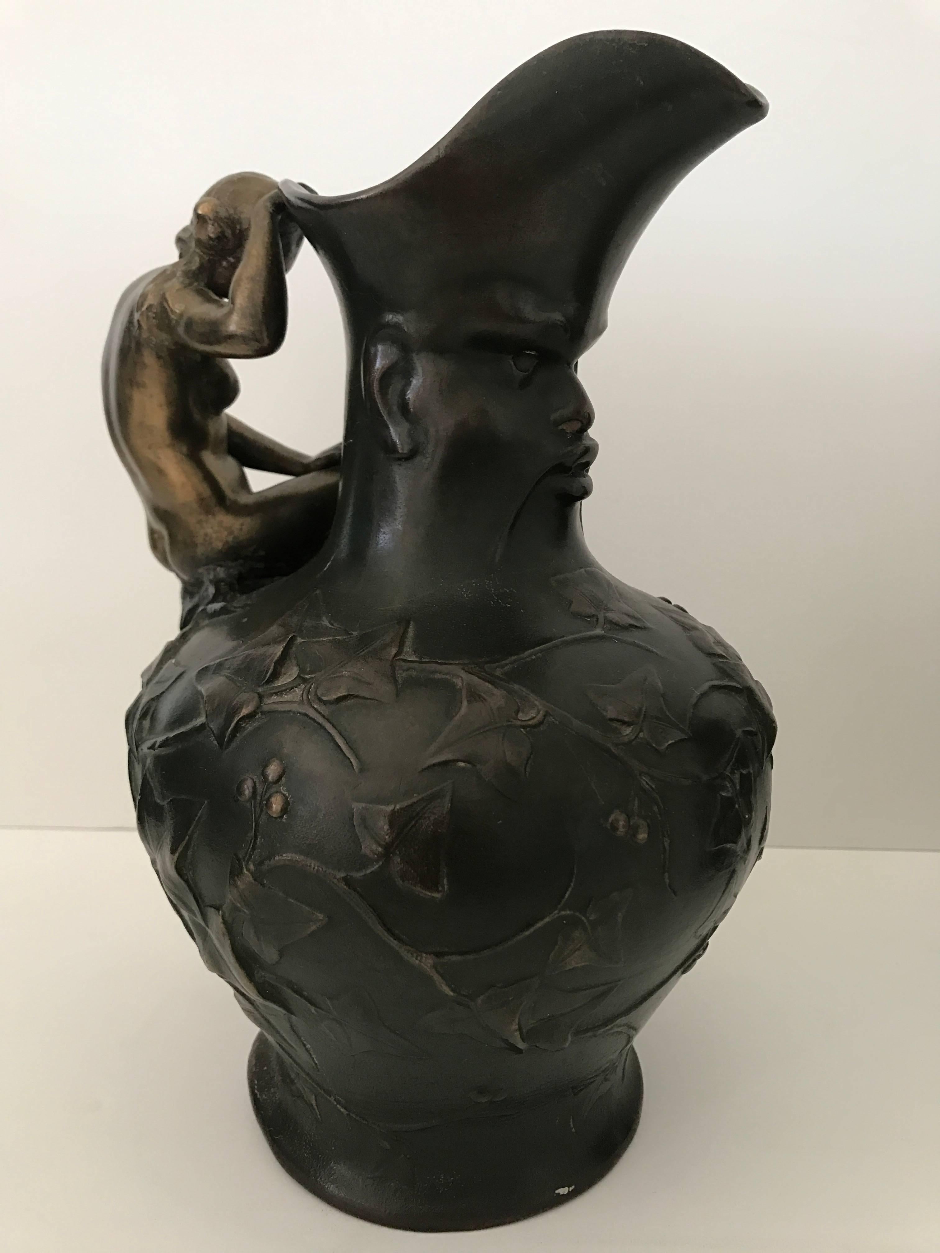 Late 19th Century Bronze Patinated Pewter Pitchers Charles Theodore Perron In Good Condition For Sale In Drottningholm, SE