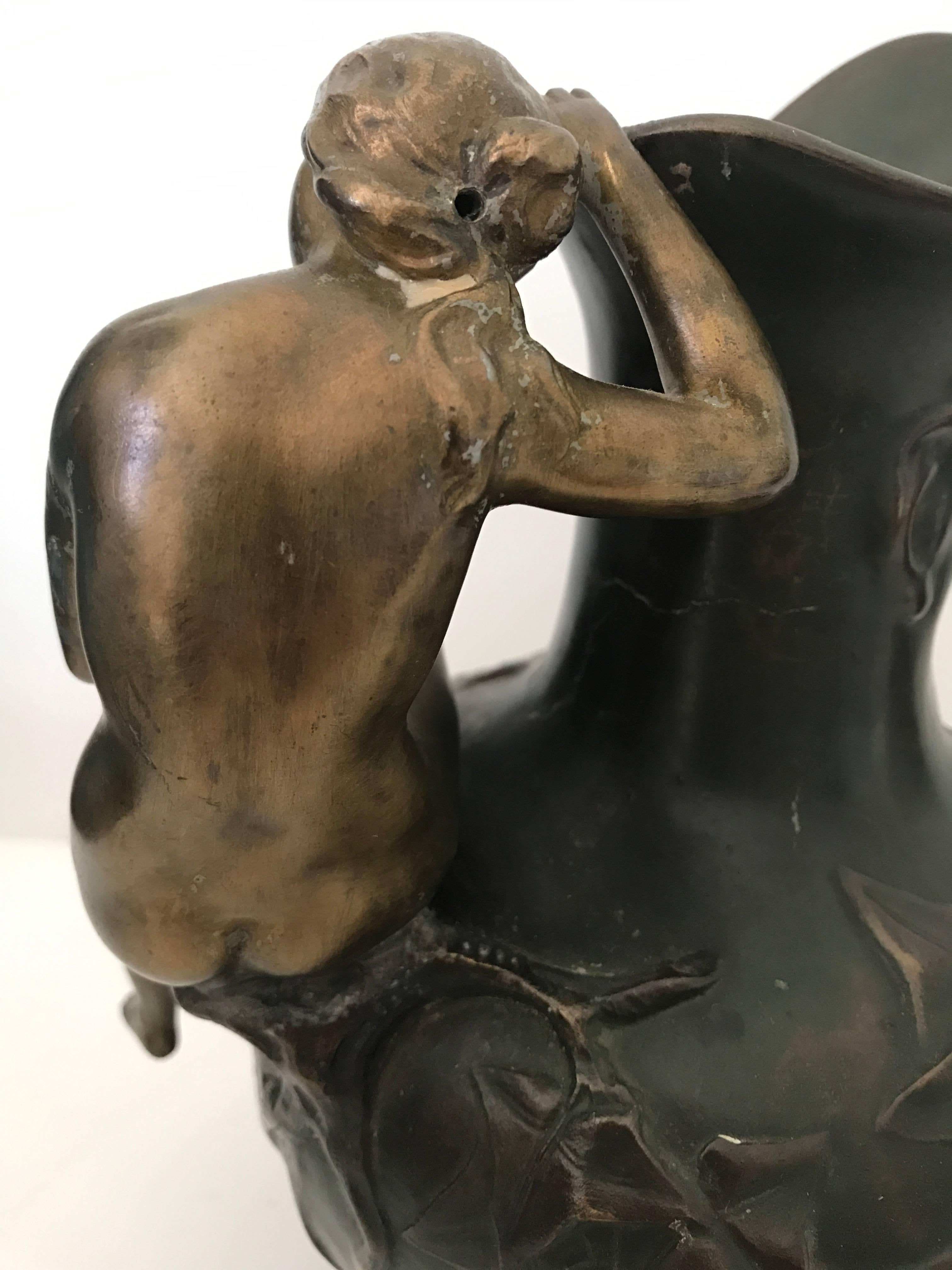 Late 19th Century Bronze Patinated Pewter Pitchers Charles Theodore Perron For Sale 3
