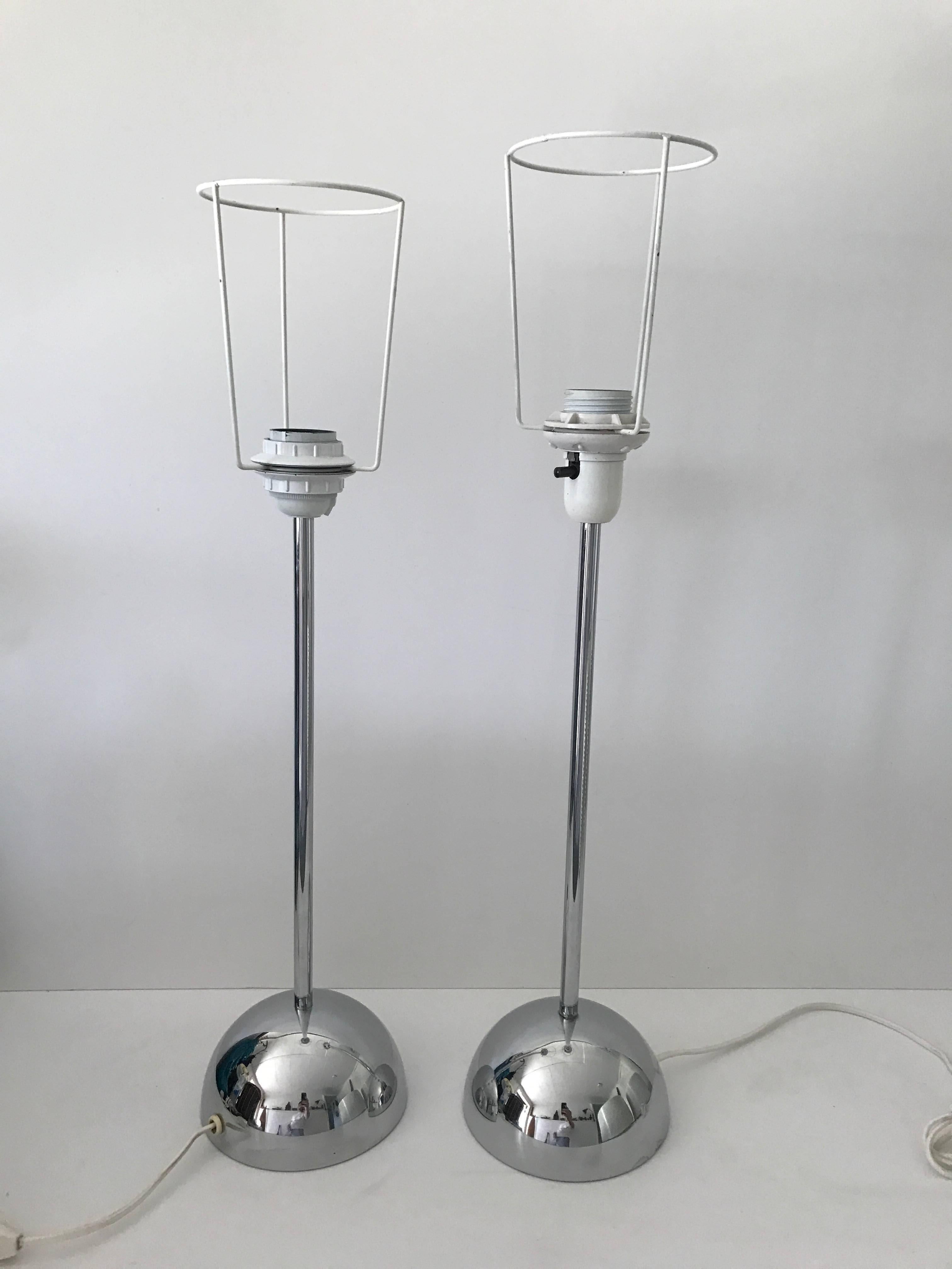 Large Swedish Bergboms Very Rare Pair of Chromed Steel and Plastic Table Lamps For Sale 2