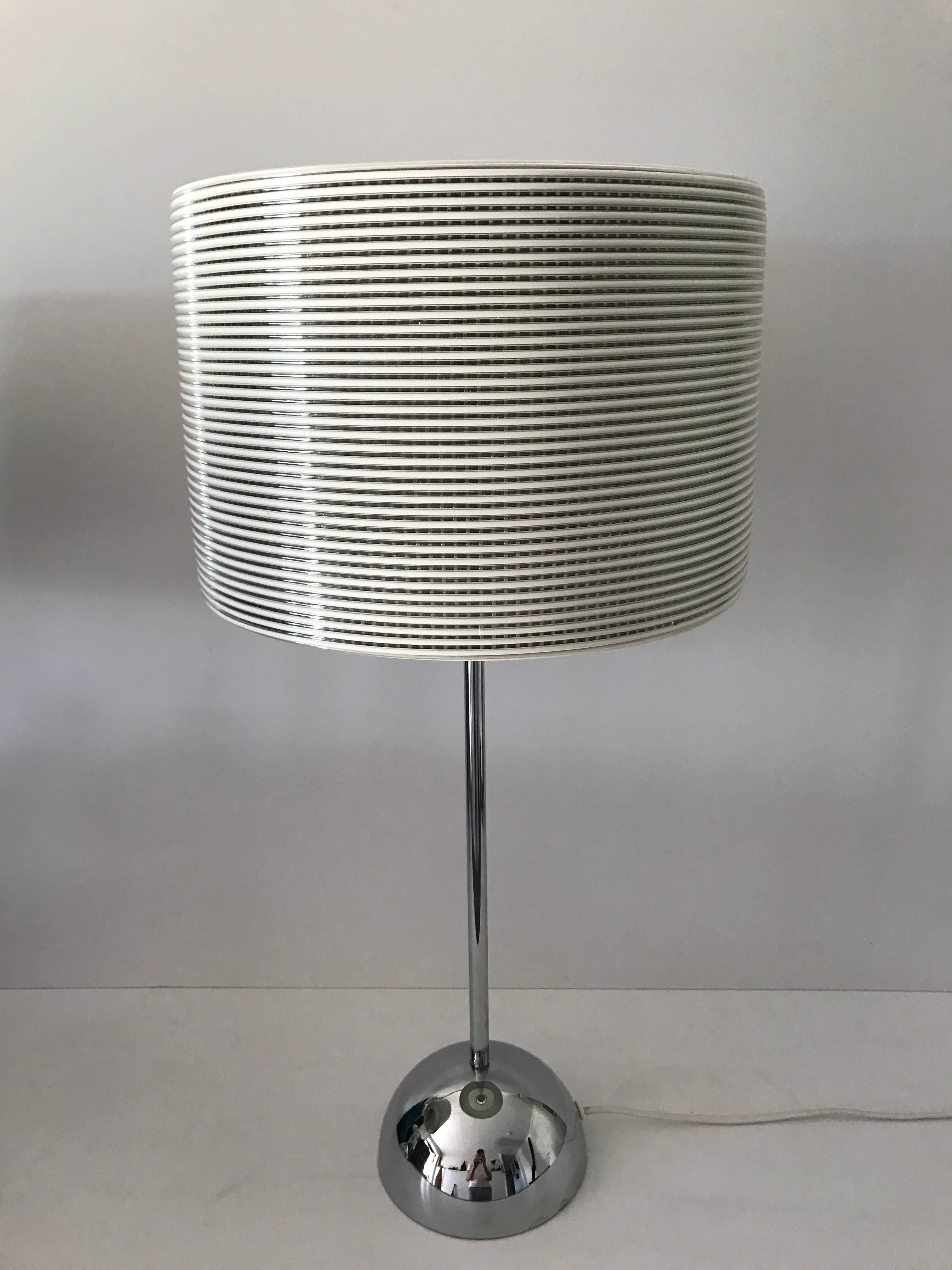 Scandinavian Modern Large Swedish Bergboms Very Rare Pair of Chromed Steel and Plastic Table Lamps For Sale