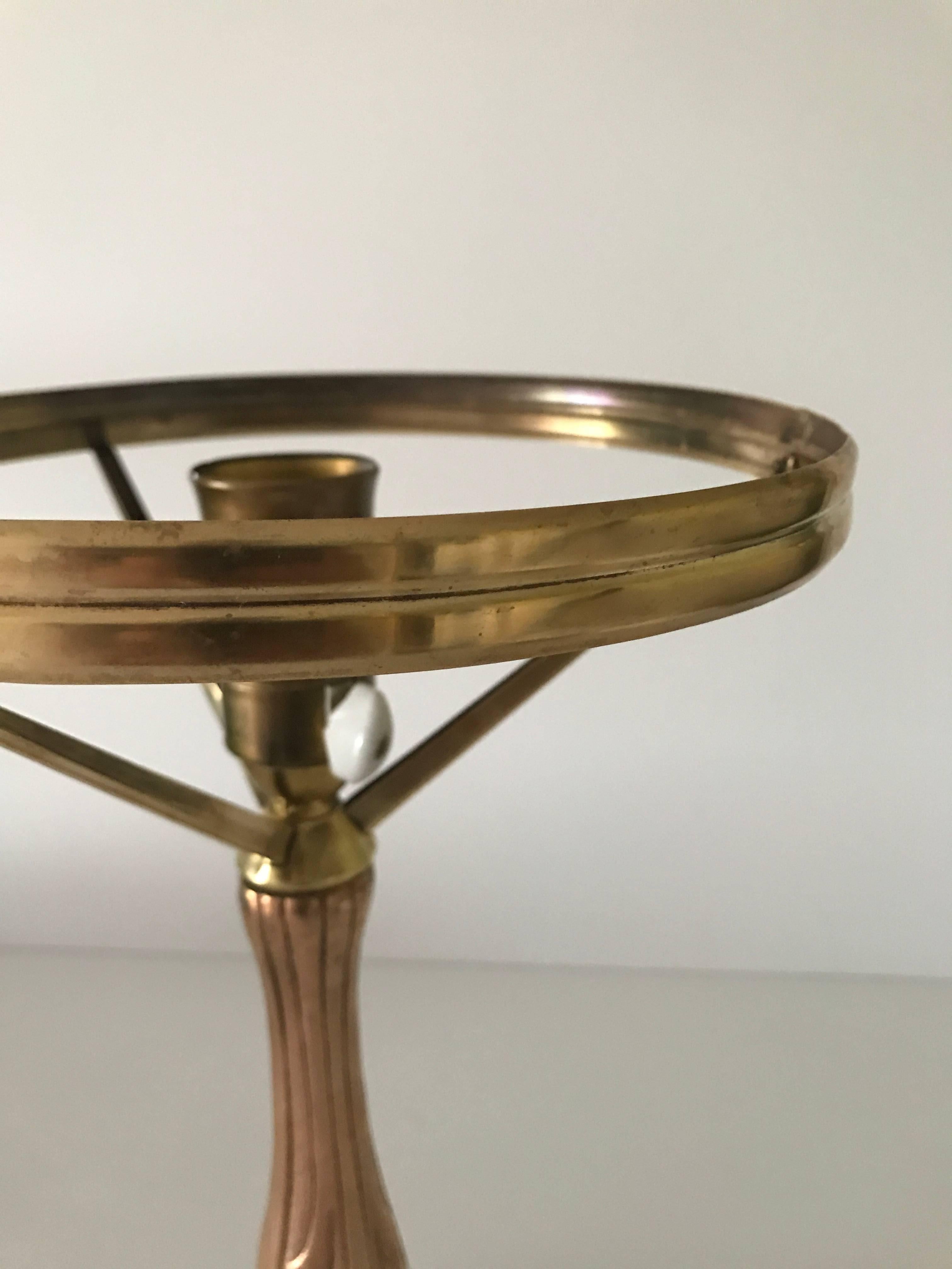 Early 20th Century 1925 Swedish Jugendstil, Art Nouveau Brass and Glass Table Lamp For Sale