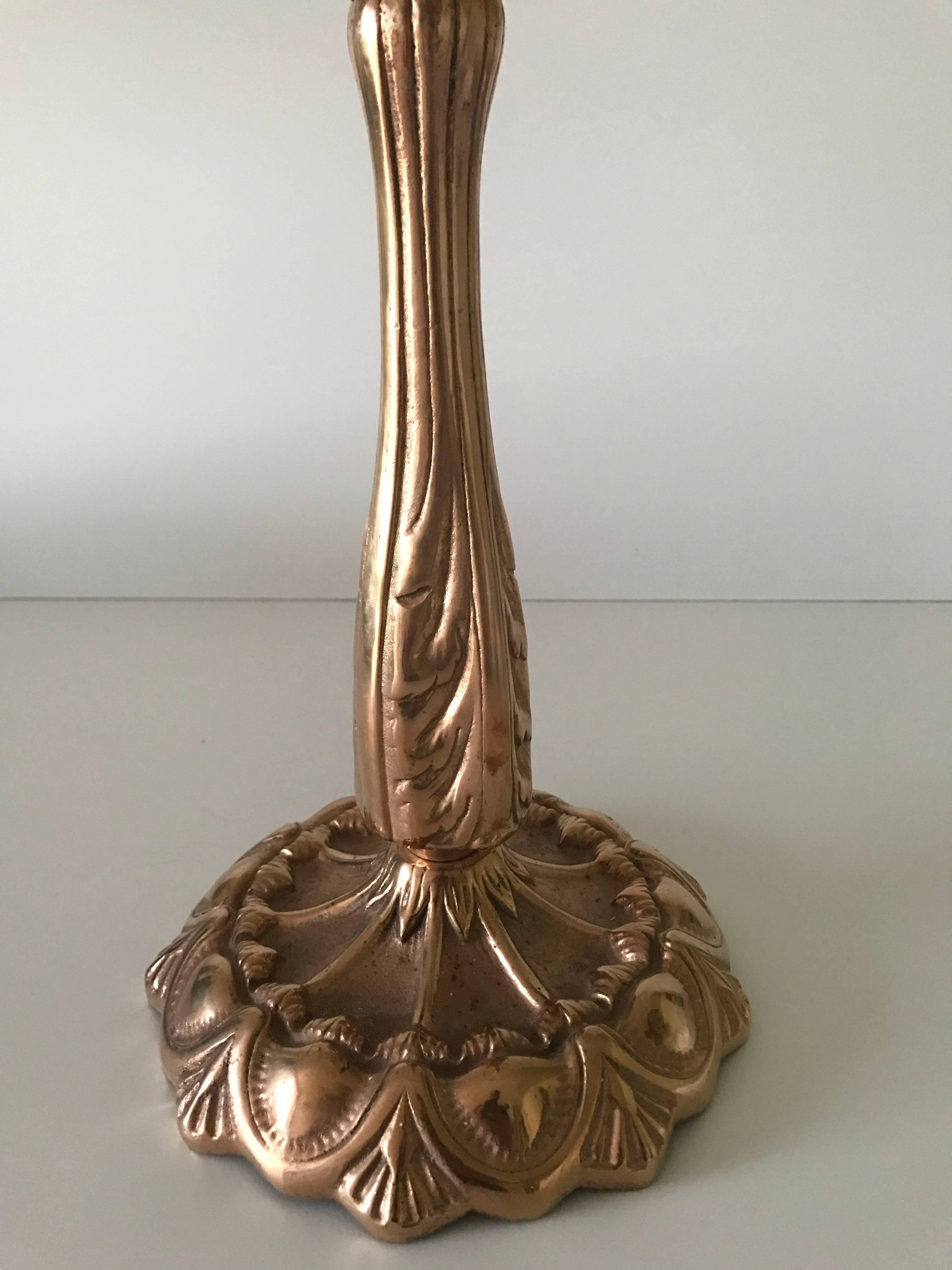 1925 Swedish Jugendstil, Art Nouveau Brass and Glass Table Lamp For Sale 2